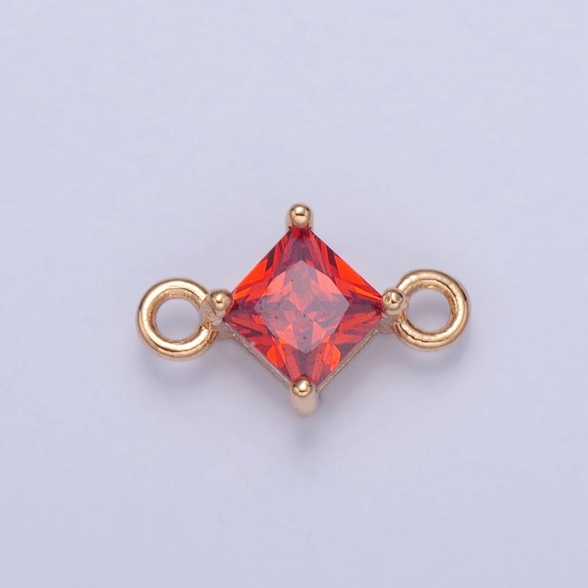 Mini Gold Rhombus Red, Pink CZ Charm Connector For Link Charm Connector | G-918 G-919 - DLUXCA