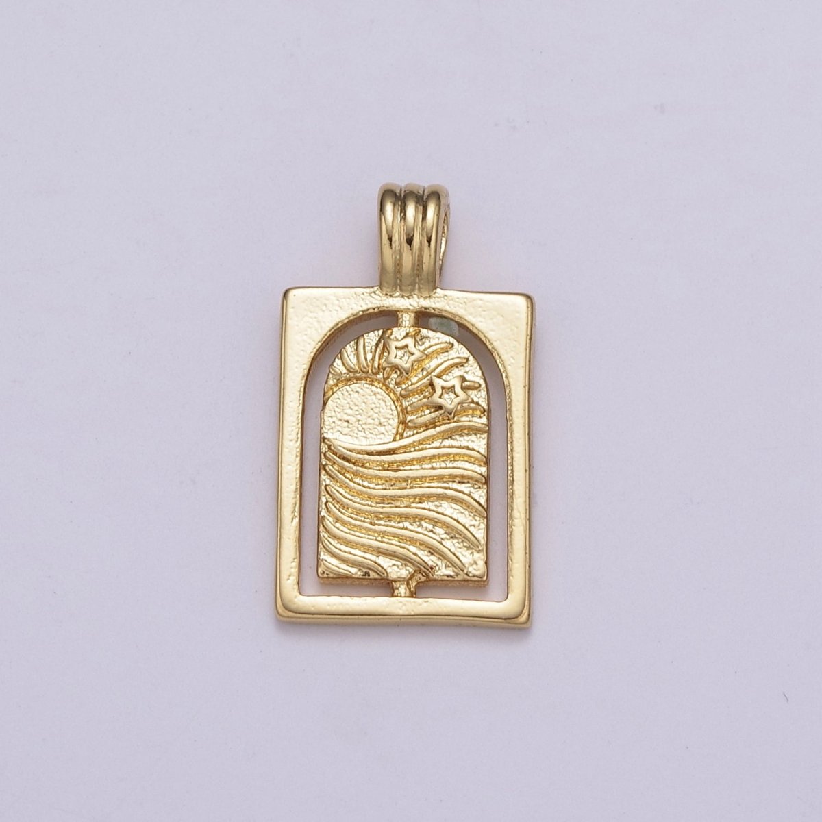 Mini Gold Tag Charm Sun Star Charm for Necklace Charm Pendant N-521 - DLUXCA