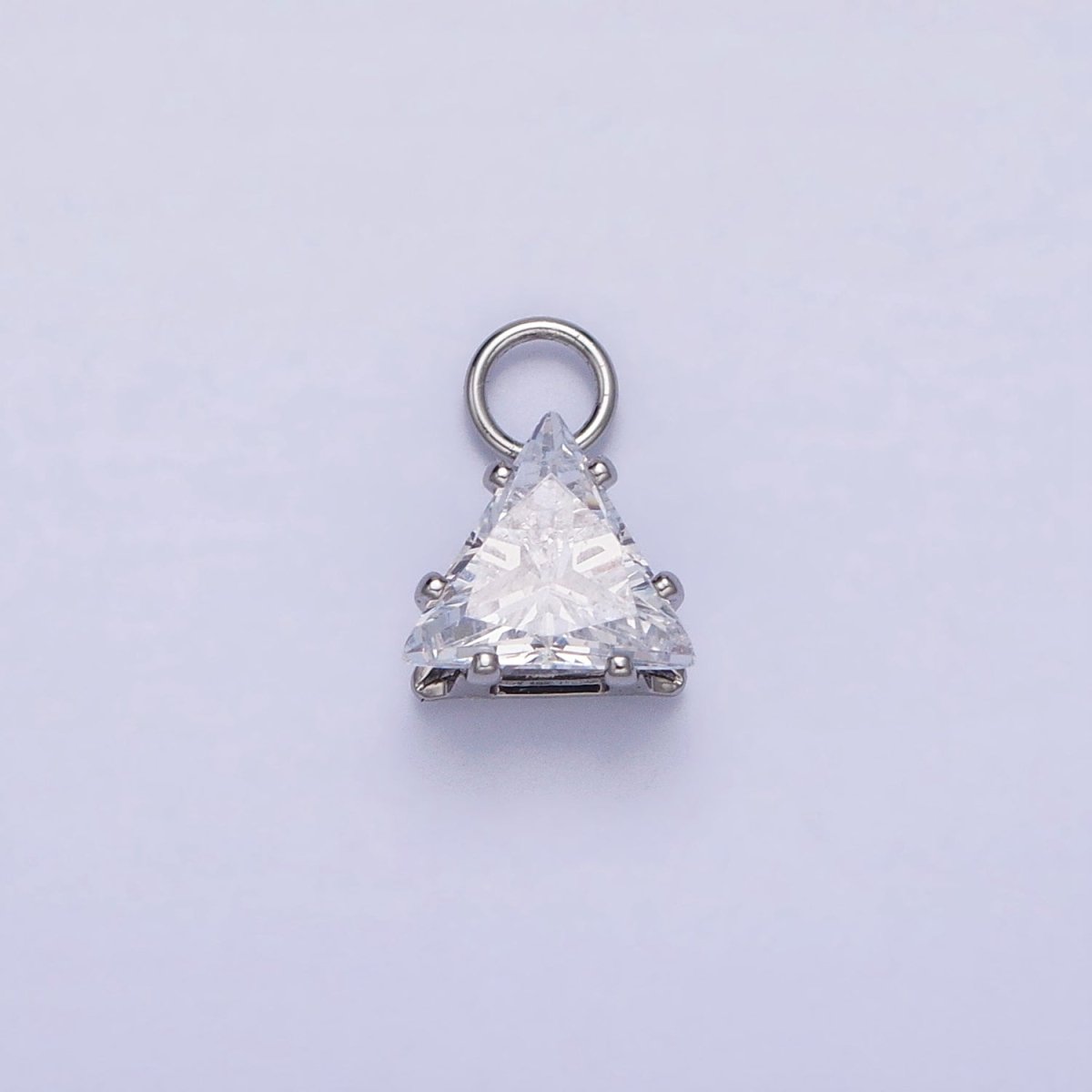 Mini Gold Triangle Cubic Zirconia Charm, Tiny Clear CZ Charm add on Charm for Bracelet Earring Necklace Supply AC-420 AC-421 - DLUXCA