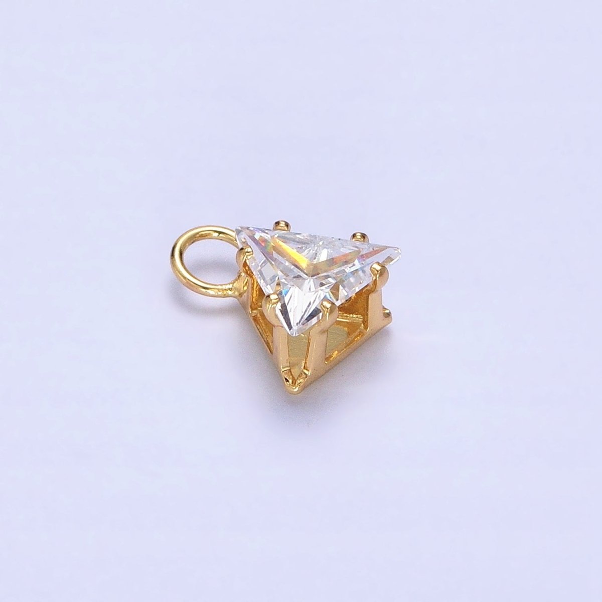 Mini Gold Triangle Cubic Zirconia Charm, Tiny Clear CZ Charm add on Charm for Bracelet Earring Necklace Supply AC-420 AC-421 - DLUXCA