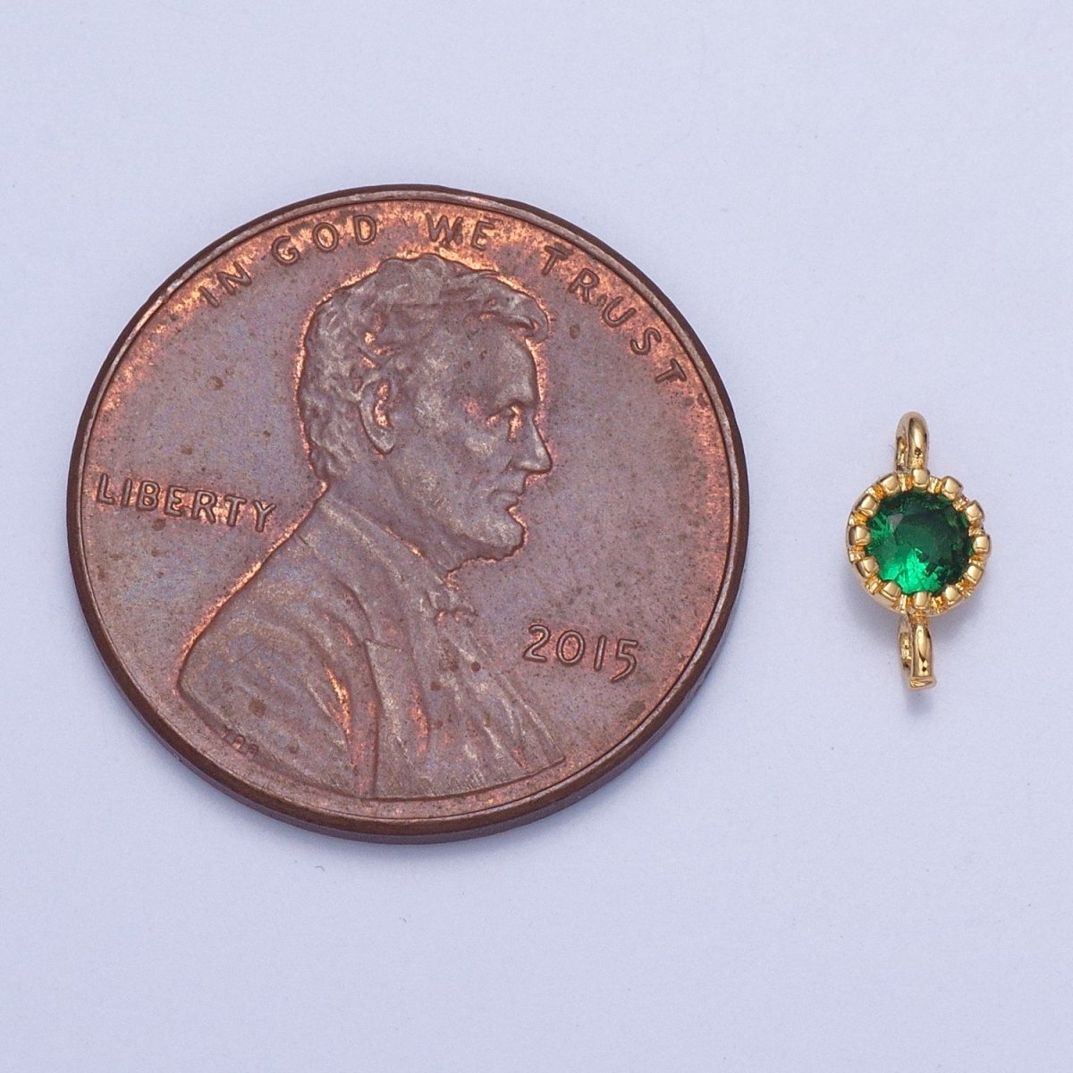 Mini Green Cubic Round Charm Connector for Bracelet Necklace Link Connector F-694 - DLUXCA