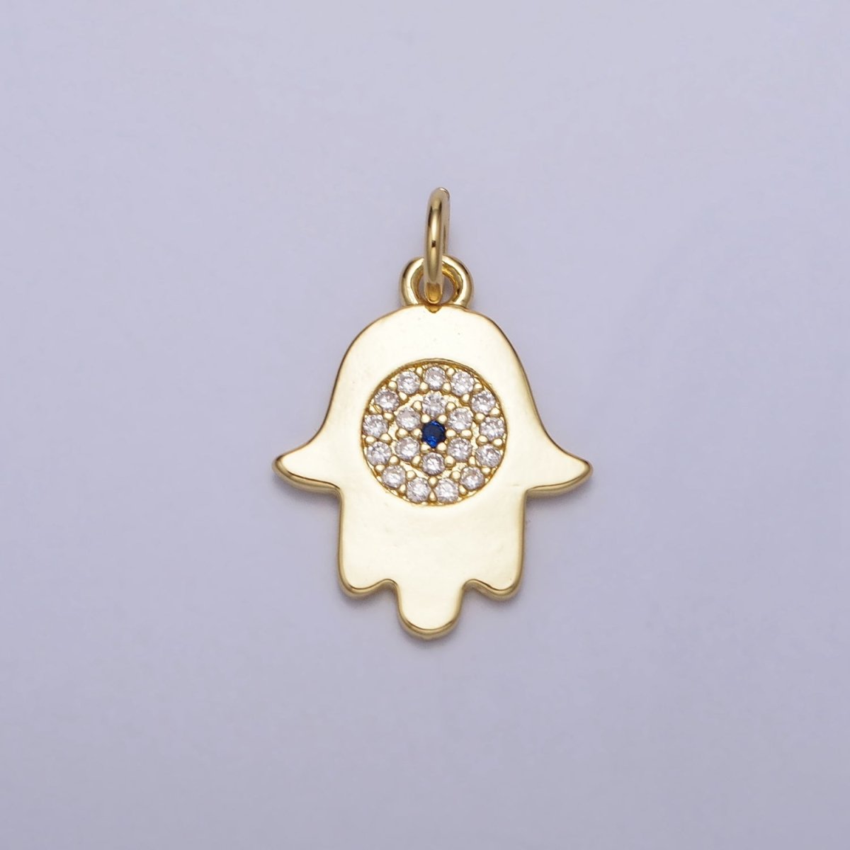 Mini Hamsa Hand Clear Micro Paved CZ Add-On Gold Charm | AC217 - DLUXCA