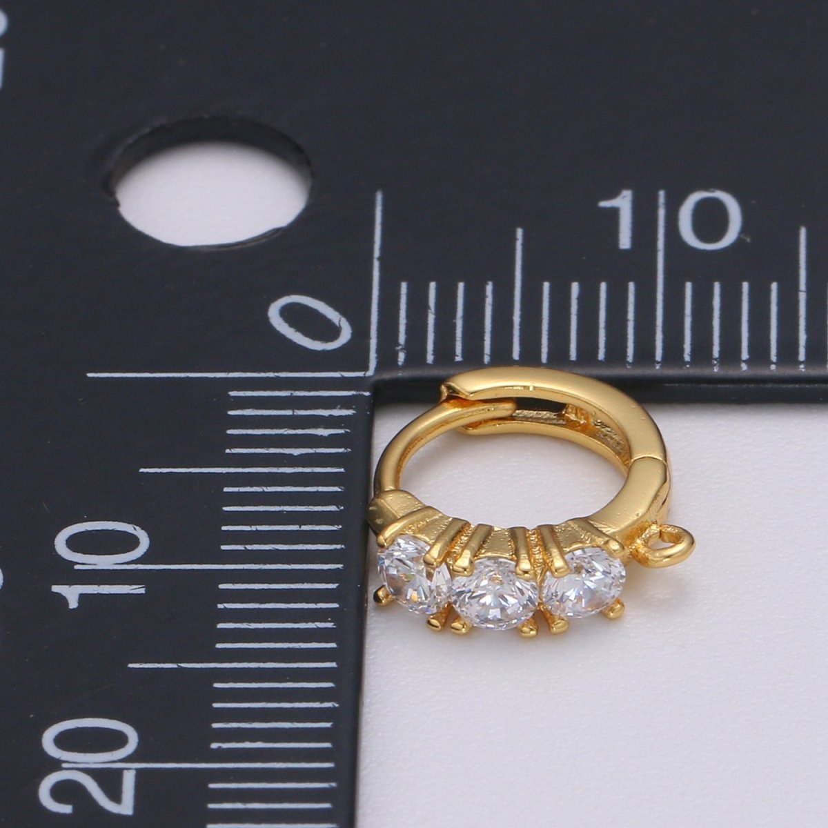 Mini Huggie Earring 24K Gold Filled Cz Micro Pave Hoops with open link for Jewelry Making Supply L-233 - DLUXCA