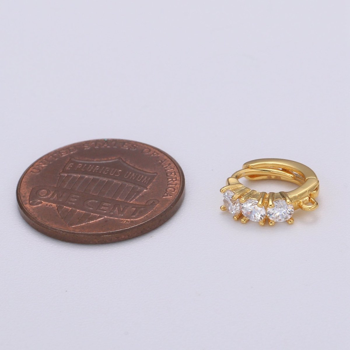 Mini Huggie Earring 24K Gold Filled Cz Micro Pave Hoops with open link for Jewelry Making Supply L-233 - DLUXCA