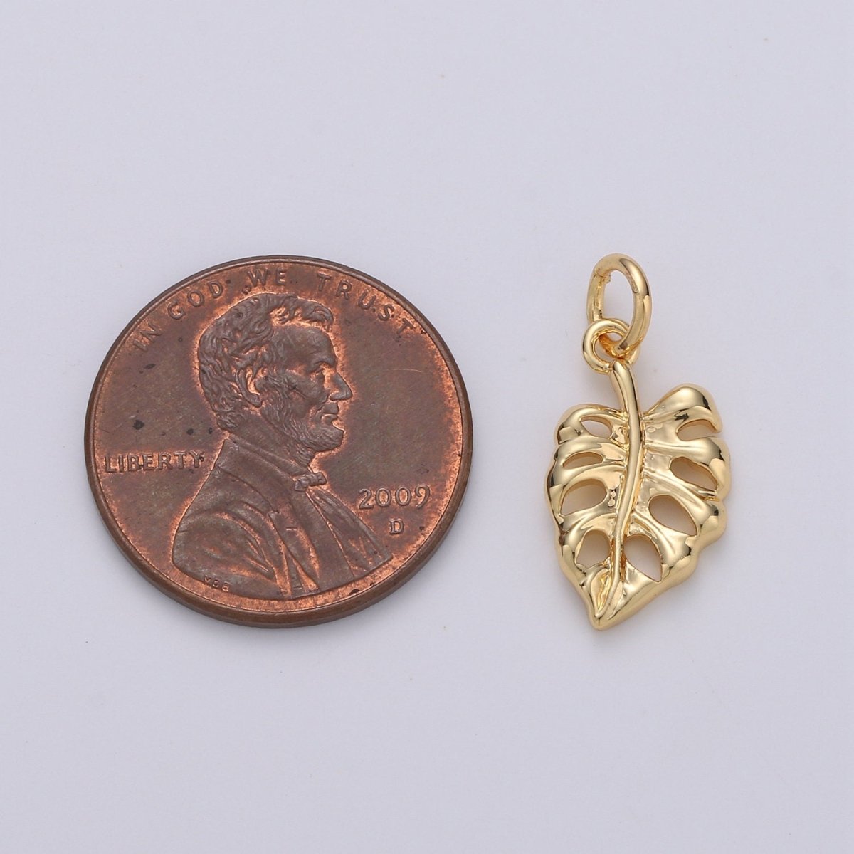 Mini Leaf Charm Small Dainty Monstera Charm 14K gold filled Lead Free, Nickel free for Bracelet necklace earrings Component Silver Leaf, D-465 - DLUXCA