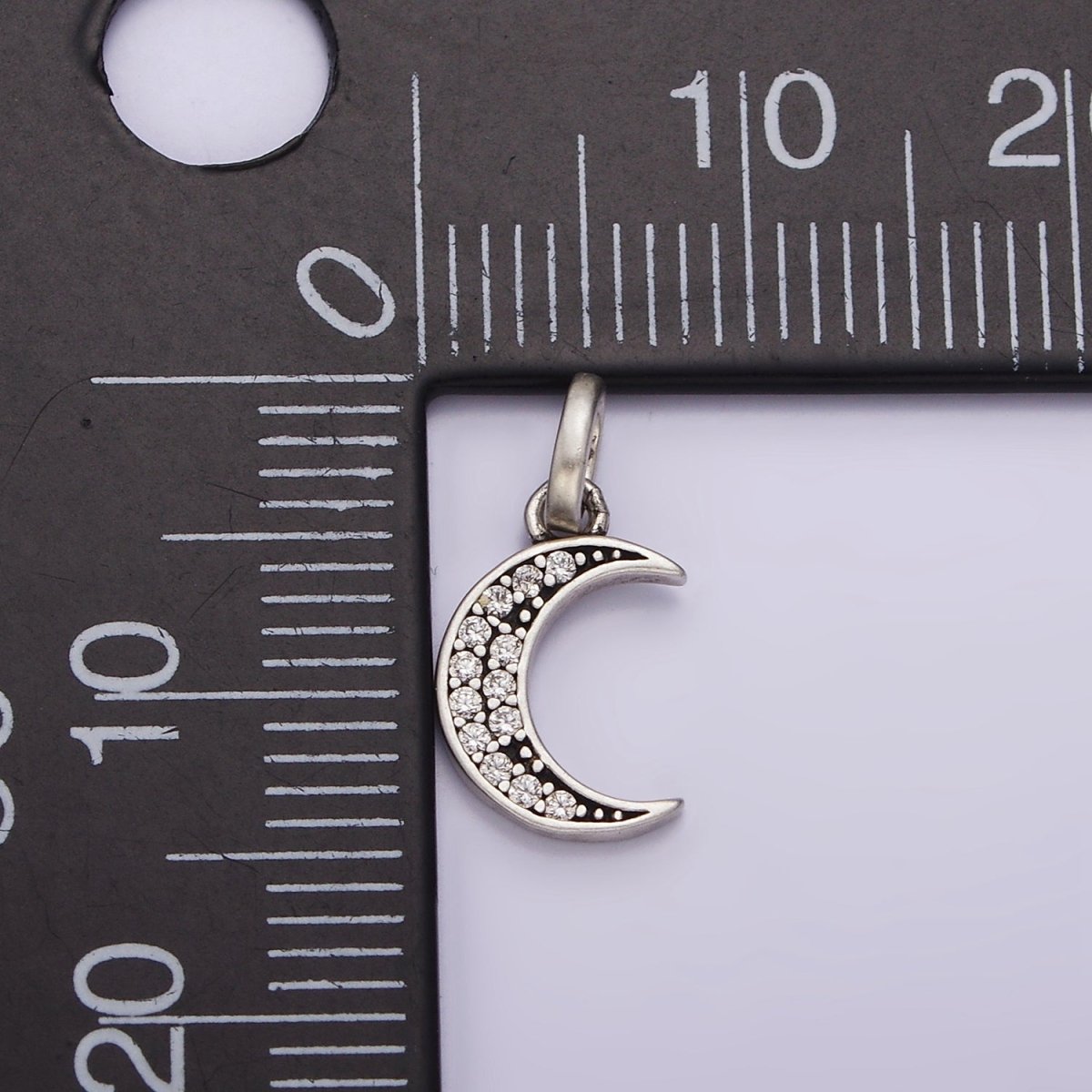 Mini Moon Charm Small CZ Crescent Moon Celestial Pendant Sterling Silver S925 | SL-314 - DLUXCA