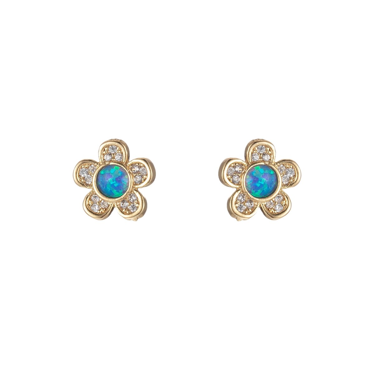 Mini Opal Daisy Stud Earring Cartilage Earring, Gold Flower stud, dainty gold Minimalist Jewelry Pushback stud L-515 L-516 - DLUXCA