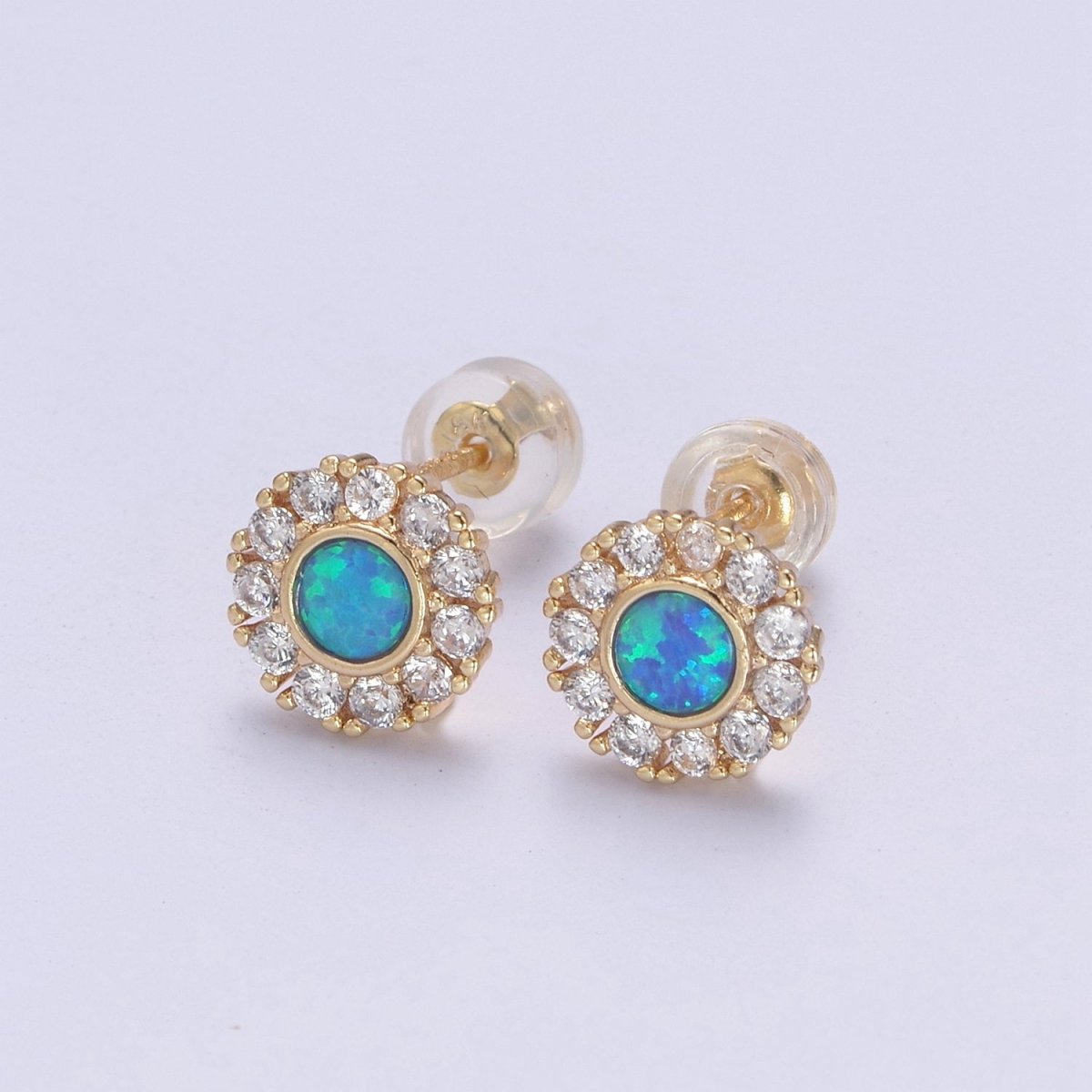 Mini Opal Floral Stud Earring Cartilage Earring, Gold Flower stud, dainty gold Minimalist Jewelry Pushback stud L-614 L-613 - DLUXCA