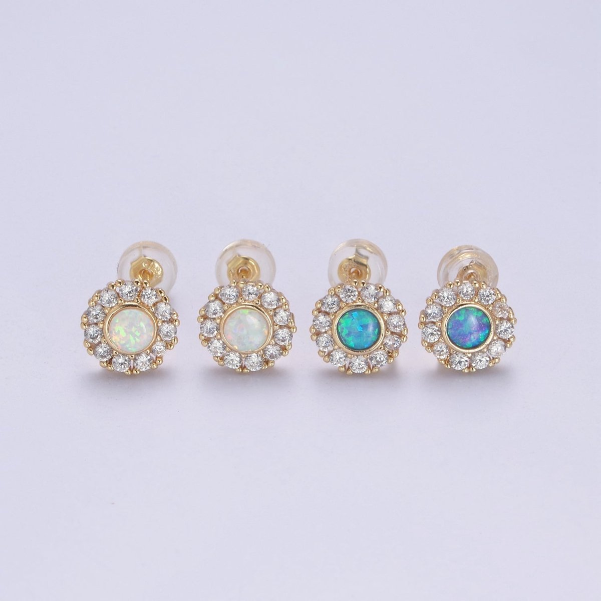Mini Opal Floral Stud Earring Cartilage Earring, Gold Flower stud, dainty gold Minimalist Jewelry Pushback stud L-614 L-613 - DLUXCA