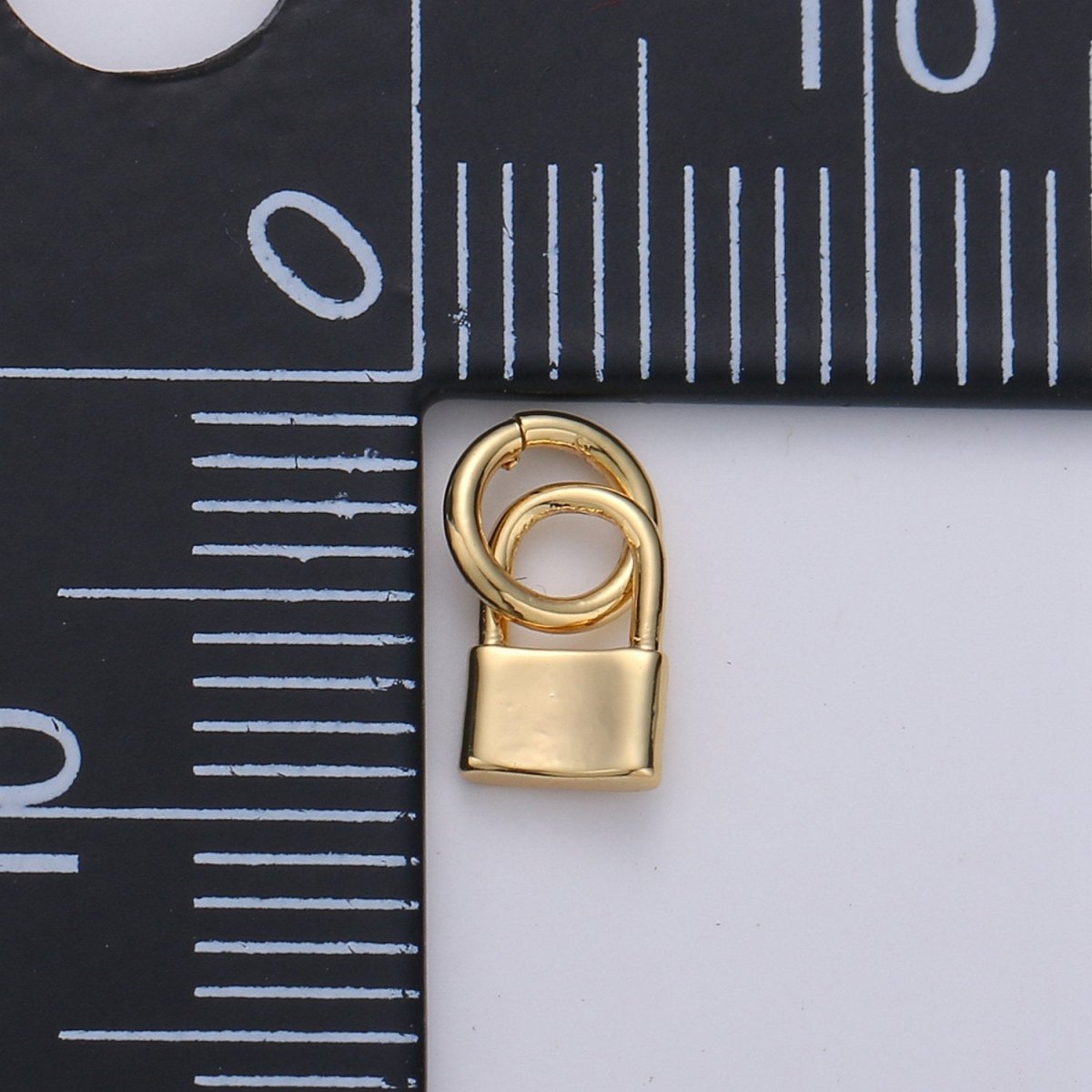 Mini padlock charm in 24k gold filled 6mm gold lock charm for earring bracelet necklace. Tiny small dainty gold lock charm K-810 - DLUXCA