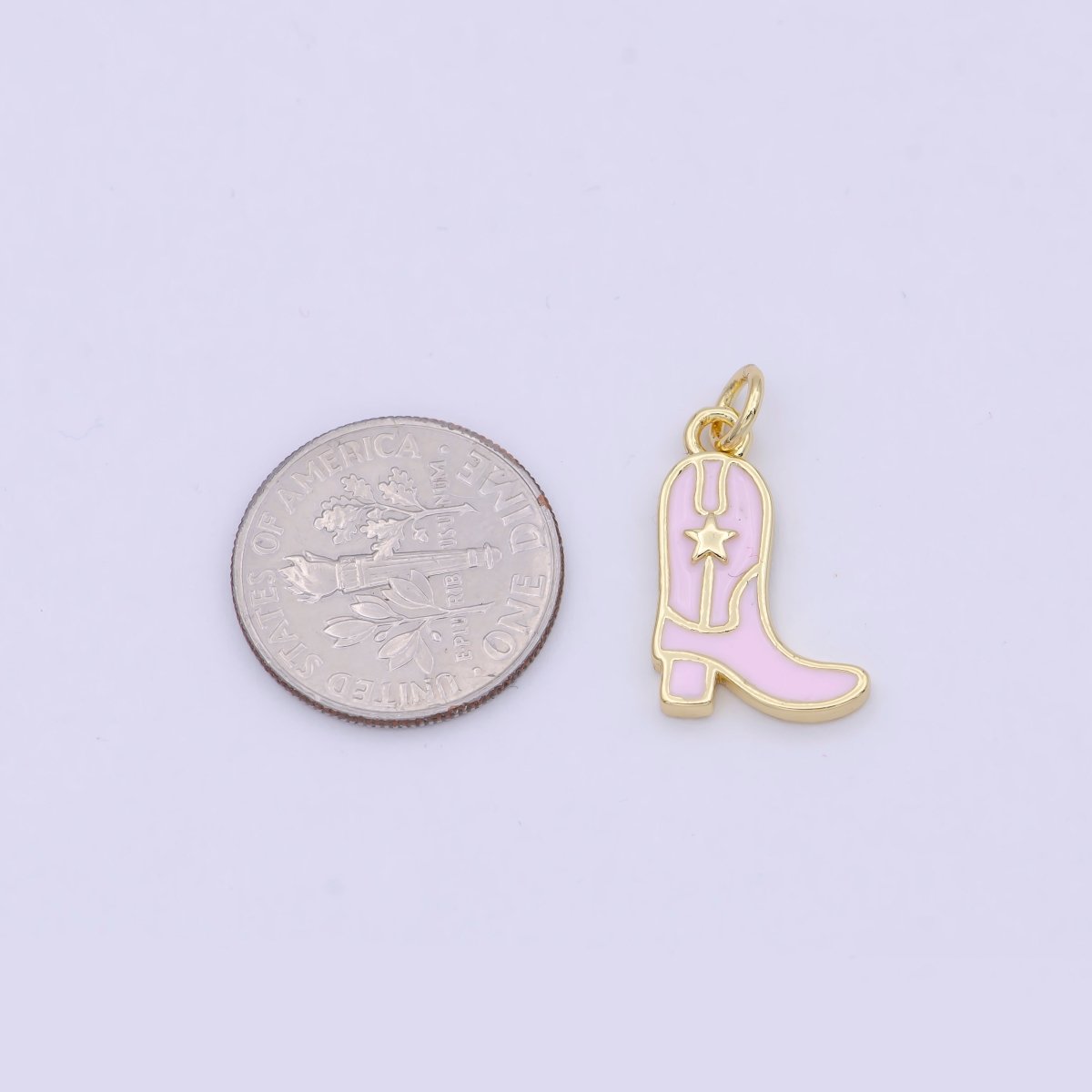 Mini Pink Gold Cowgirl Boot Cowboy Boot For Austin Texas Wild West Jewelry Inspired W-165 - DLUXCA
