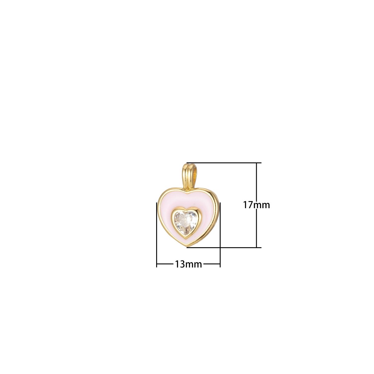 Mini Pink Heart Enamel Charm Pendant J-835 J-836 - DLUXCA