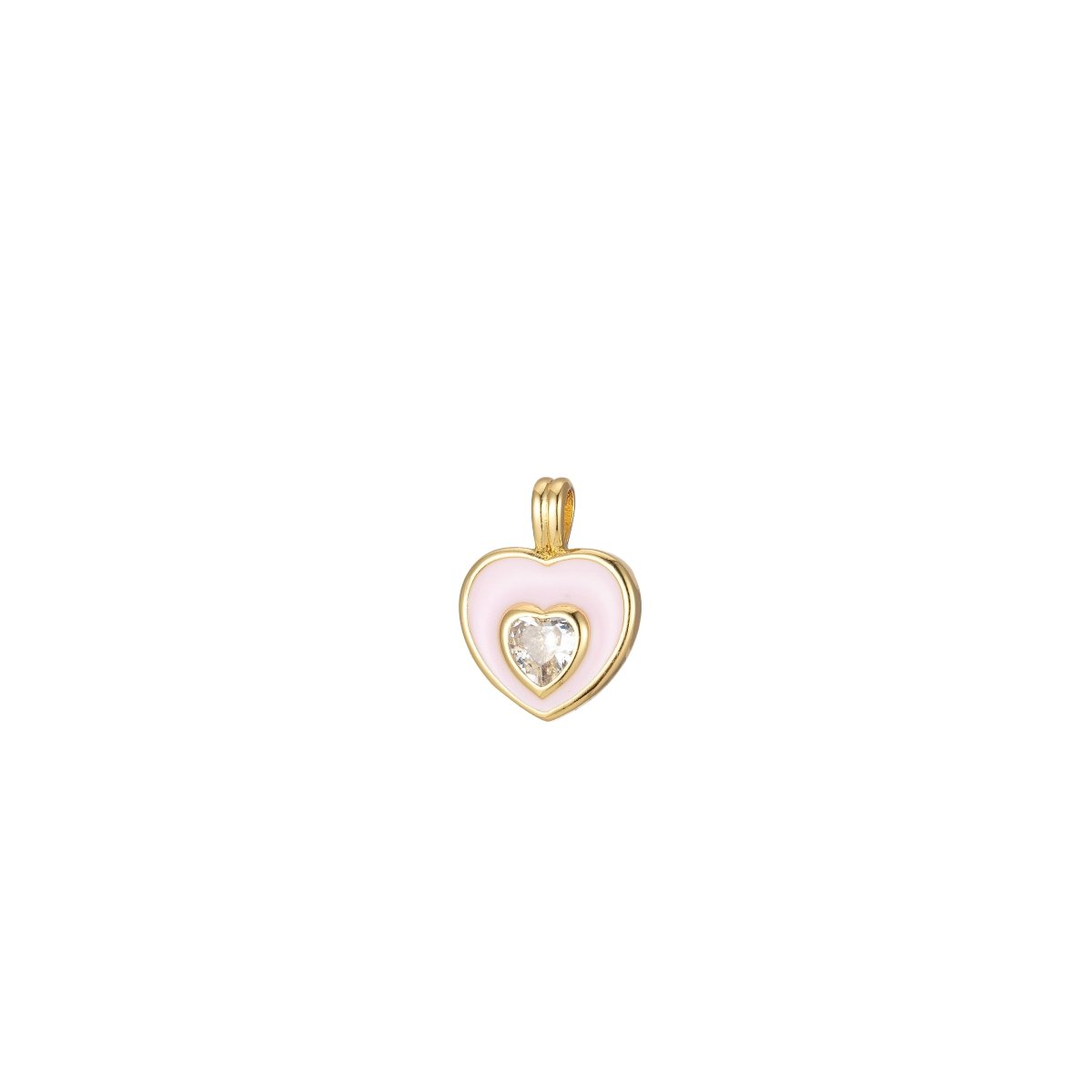 Mini Pink Heart Enamel Charm Pendant J-835 J-836 - DLUXCA