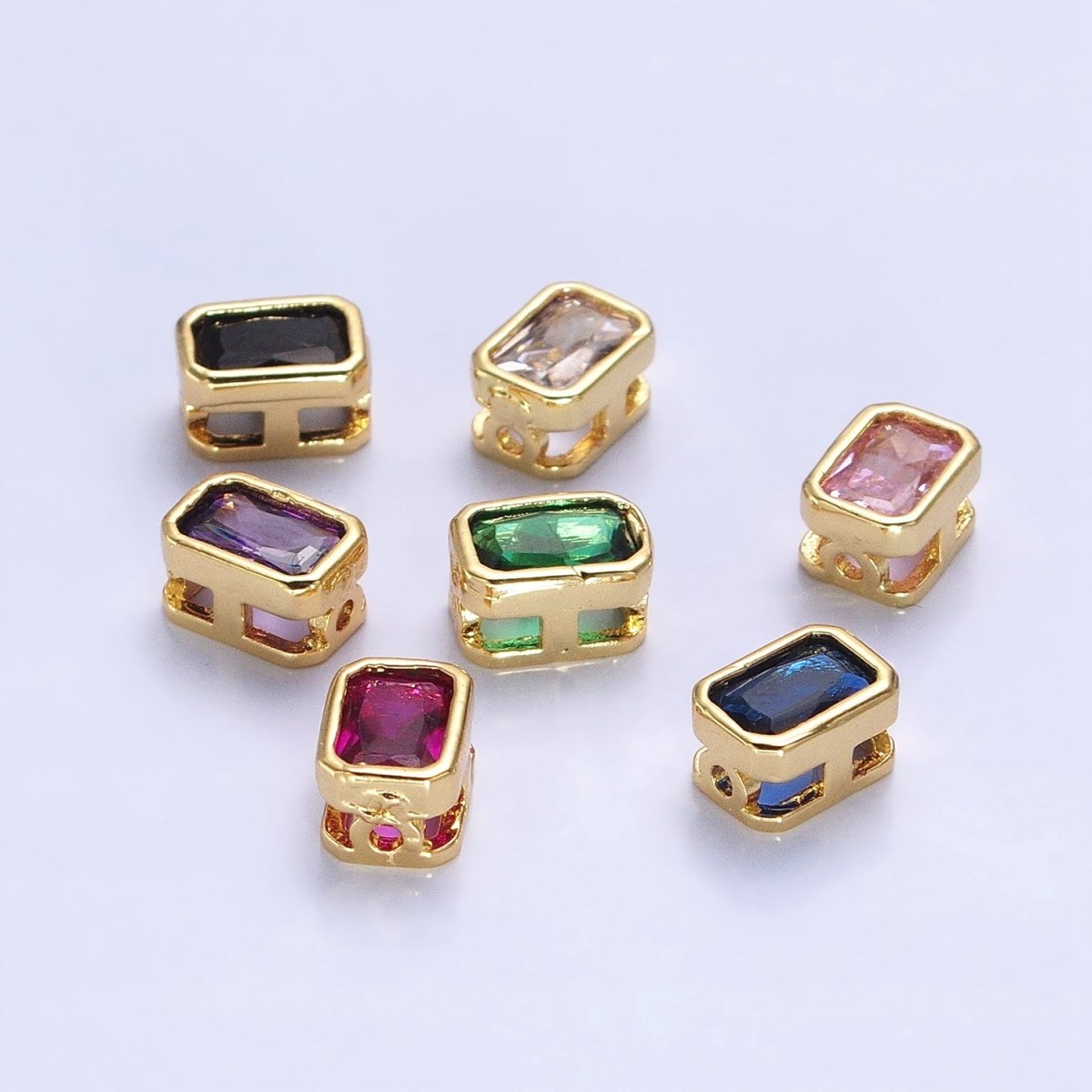 Mini Rectangle Bead Spacer CZ Micro Pave Geometric Spacer Bead Connector Charm B-435 B-438 B-439 B-445 B-454 B-455 B-674 - DLUXCA