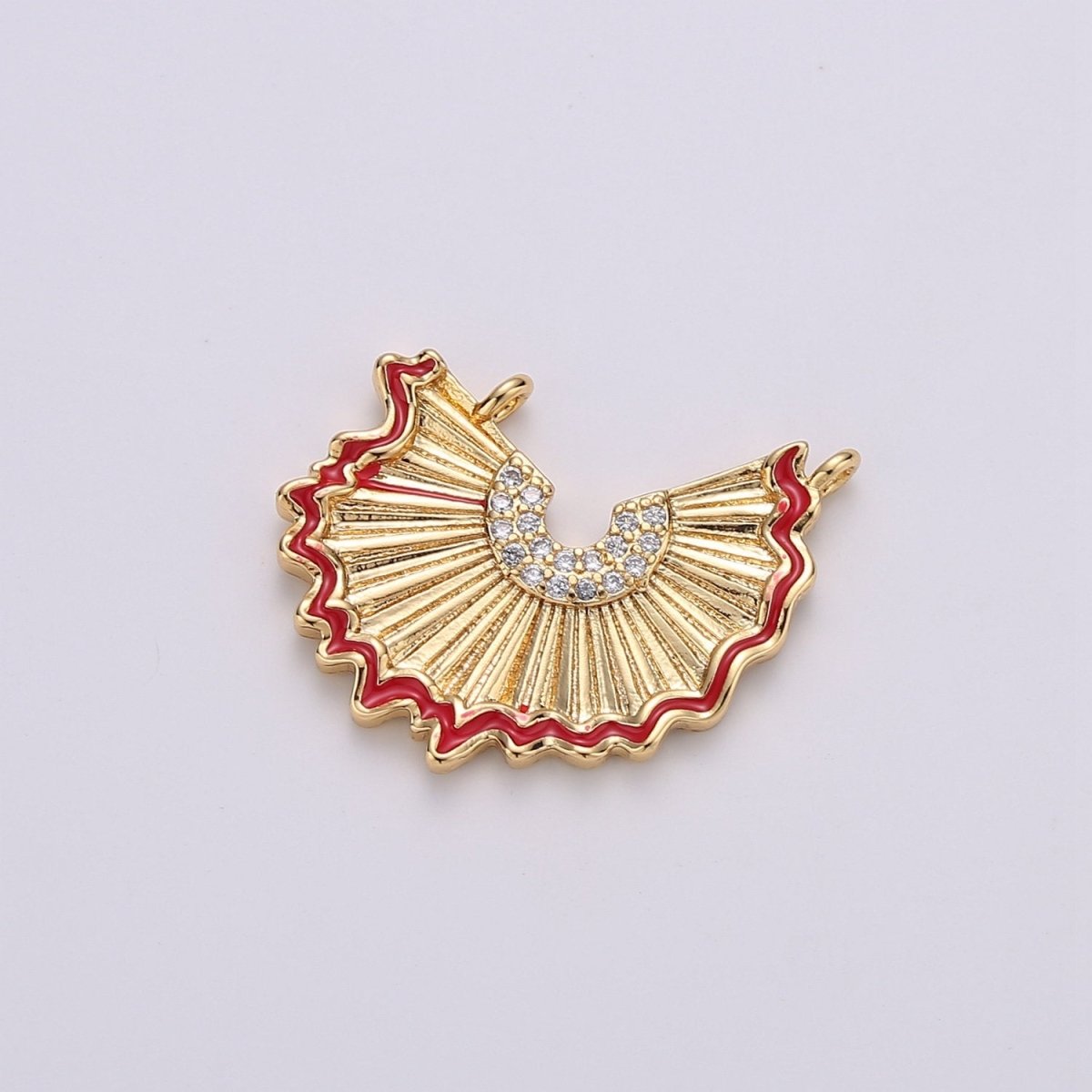Mini Red Fan Charm for Bracelet Necklace Link Connector F-469 - DLUXCA