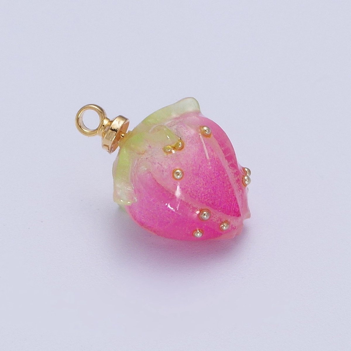 Mini Red, Pink Strawberry Fruit Gold Charm | C-770 C-771 - DLUXCA