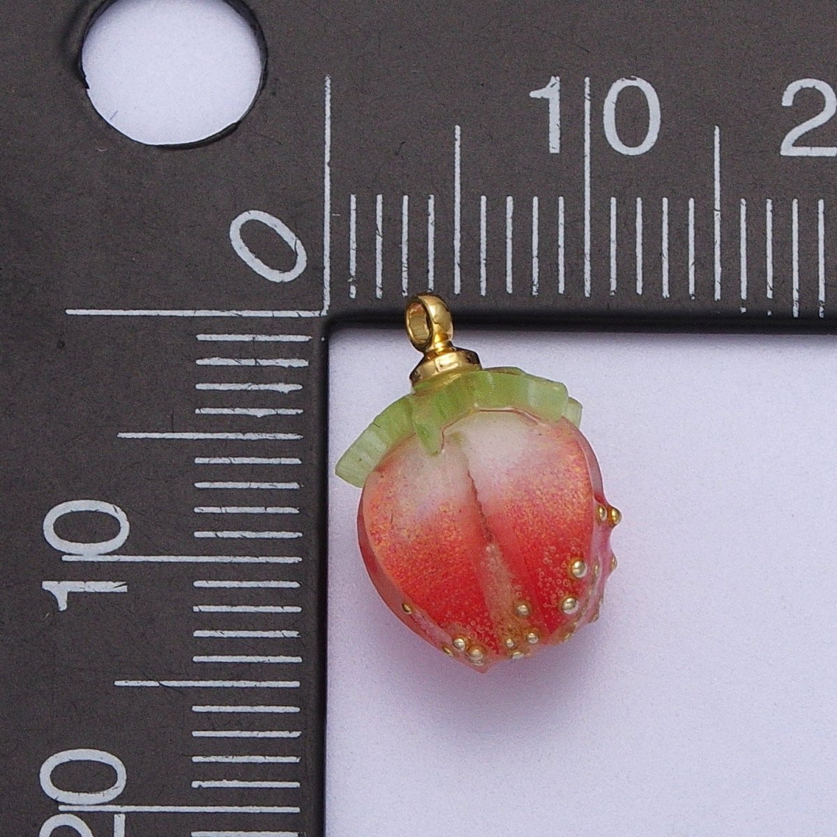 Mini Red, Pink Strawberry Fruit Gold Charm | C-770 C-771 - DLUXCA