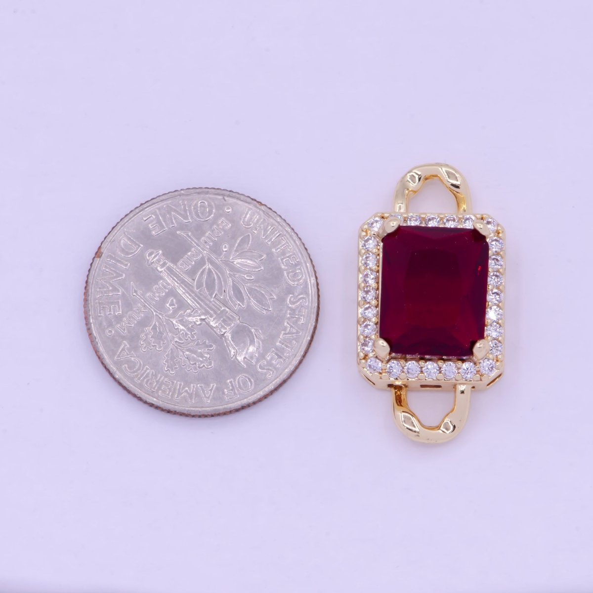 Mini Red Rectangle Charms for Necklace Bracelet Earring Making Supplies Micro Pave Geometric Link Connector F-774 - DLUXCA