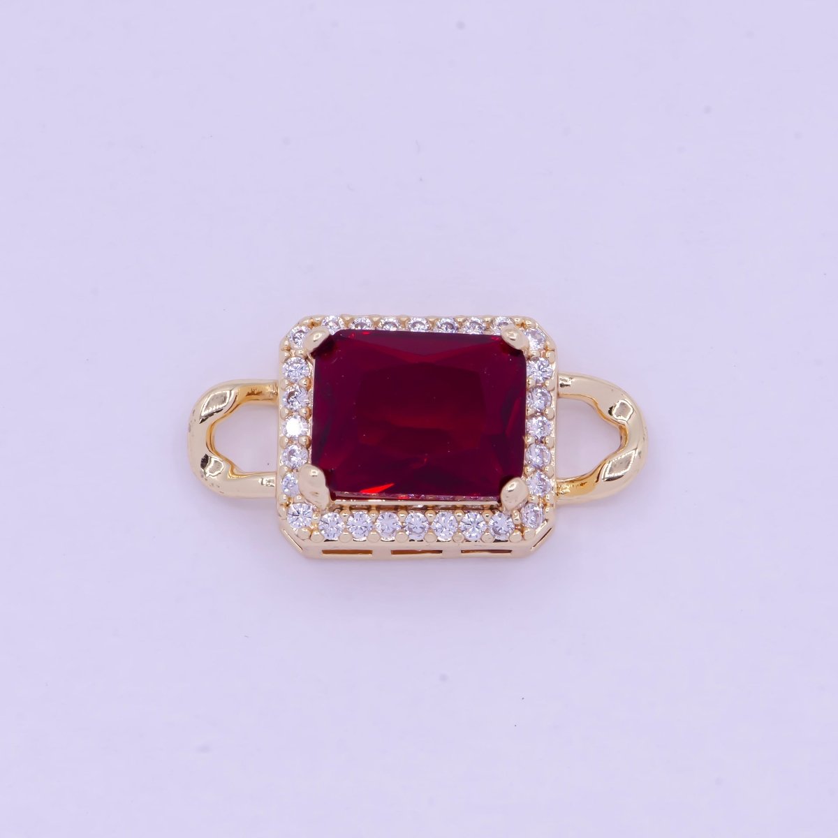 Mini Red Rectangle Charms for Necklace Bracelet Earring Making Supplies Micro Pave Geometric Link Connector F-774 - DLUXCA