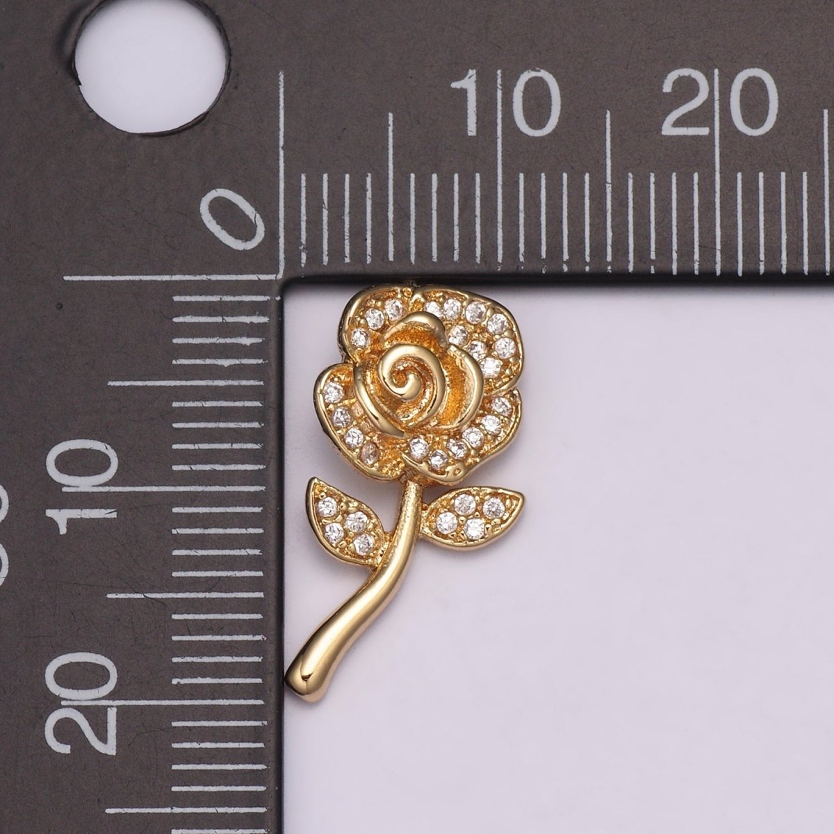 Mini Rose Flower Charm 18K Gold Filled Flower Pendant N-175 - DLUXCA