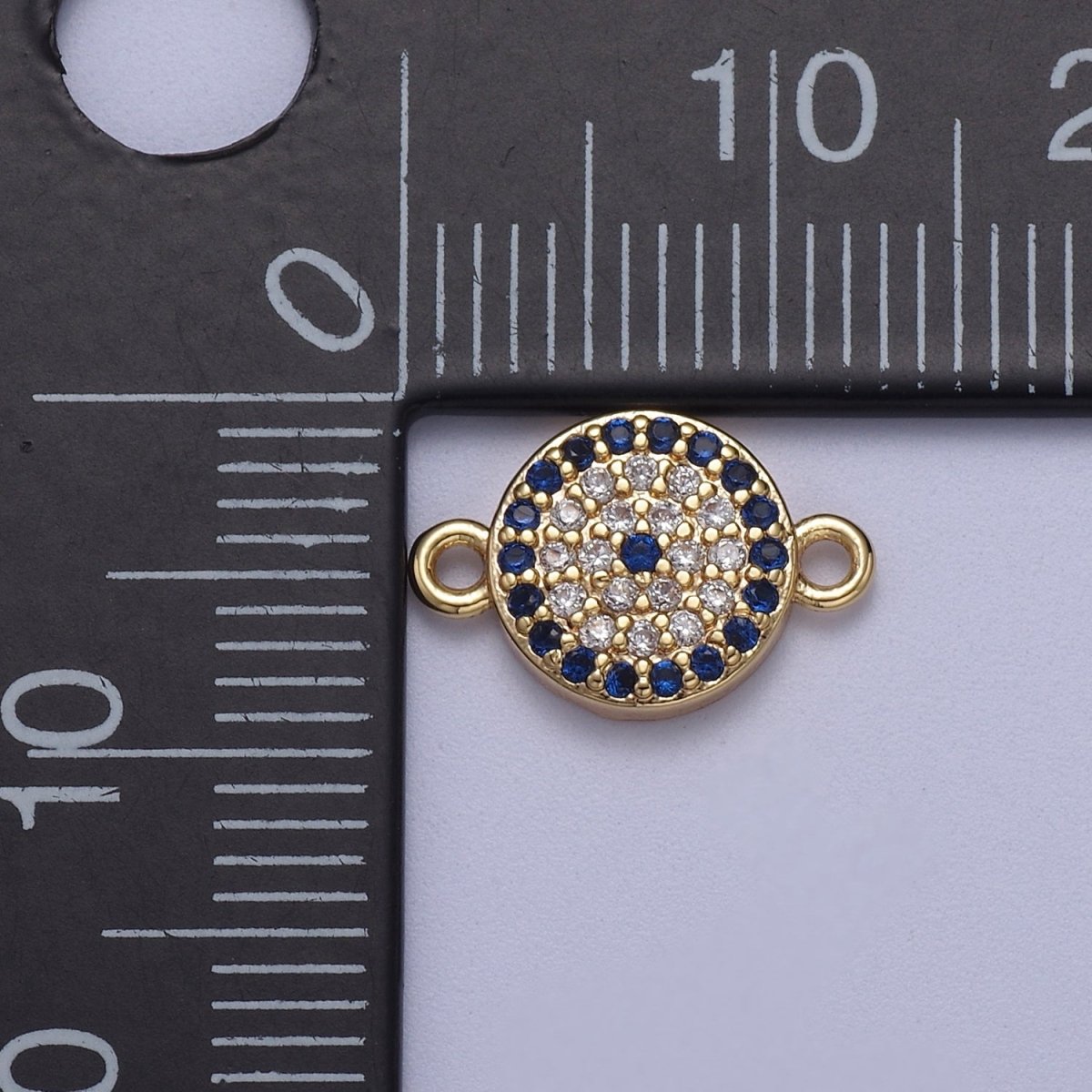Mini Round Evil Eye Charm Connector for Bracelet Necklace Link Connector F-061 - DLUXCA