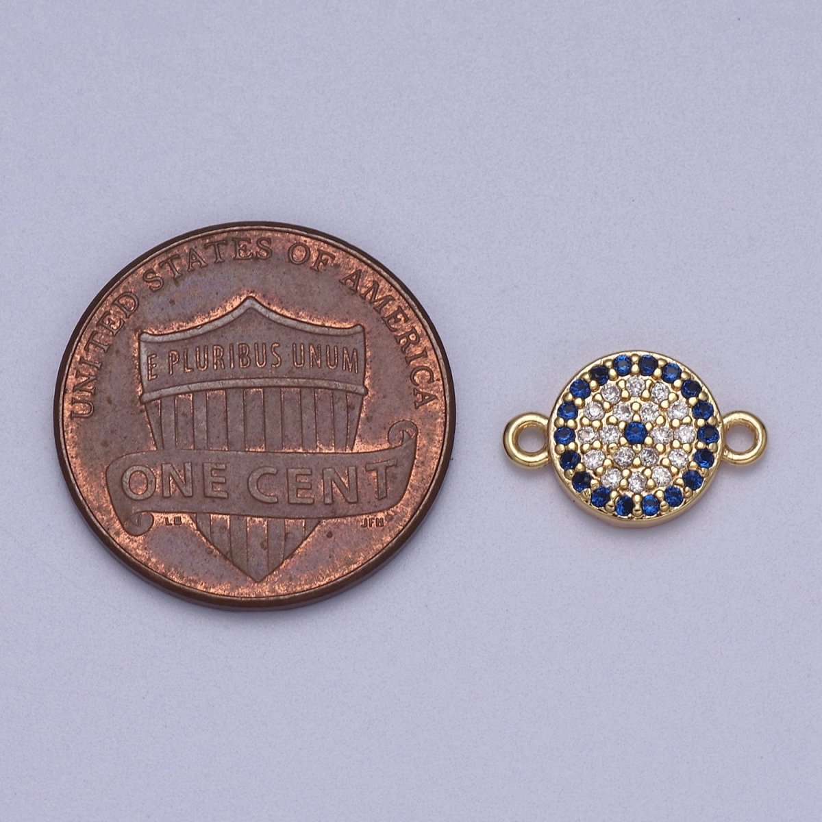 Mini Round Evil Eye Charm Connector for Bracelet Necklace Link Connector F-061 - DLUXCA