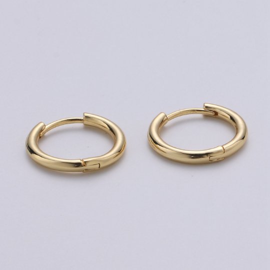 Mini Round hoop earrings, 18mm, 14K gold plated brass, Nickel free, Earrings making, Simple Round hoop 1 pair hoops Q-493 Q-495 Q-496 - DLUXCA