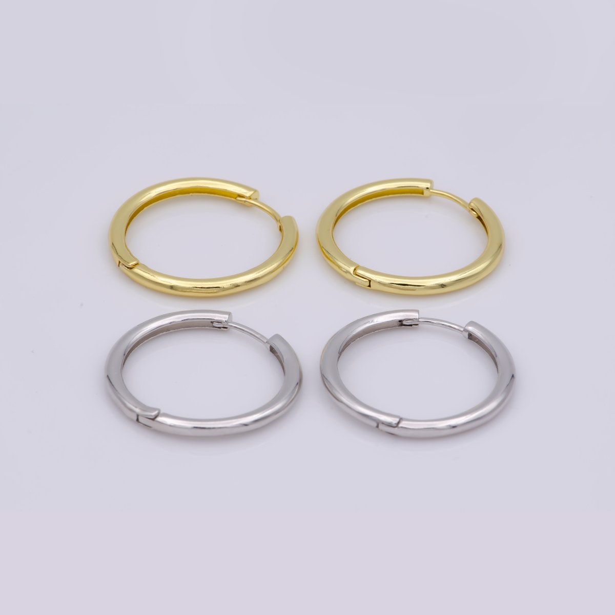 Mini Round hoop earrings, 18mm, 14K gold plated brass, Nickel free, Earrings making, Simple Round hoop 1 pair hoops Q-493 Q-495 Q-496 - DLUXCA
