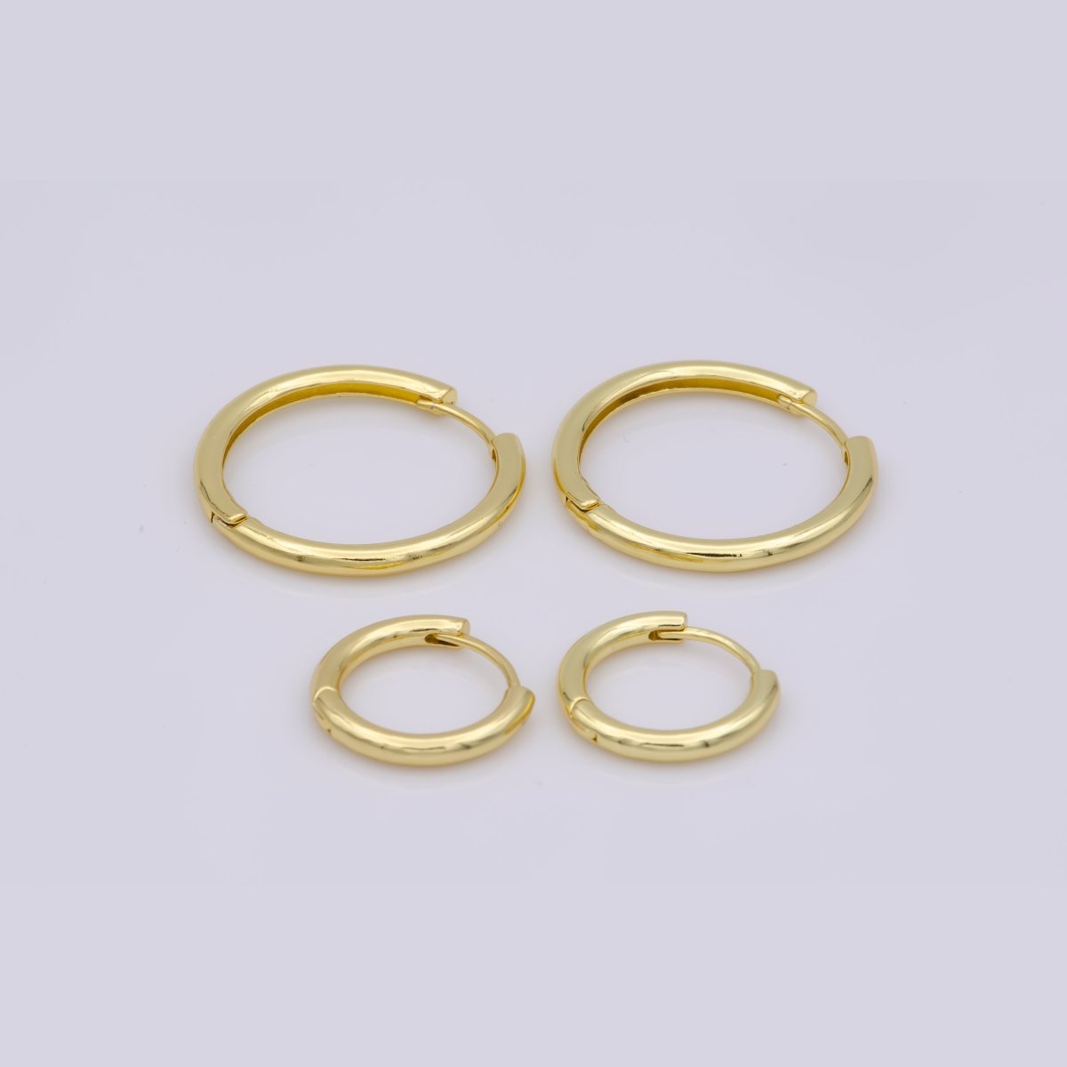 Mini Round hoop earrings, 18mm, 14K gold plated brass, Nickel free, Earrings making, Simple Round hoop 1 pair hoops Q-493 Q-495 Q-496 - DLUXCA
