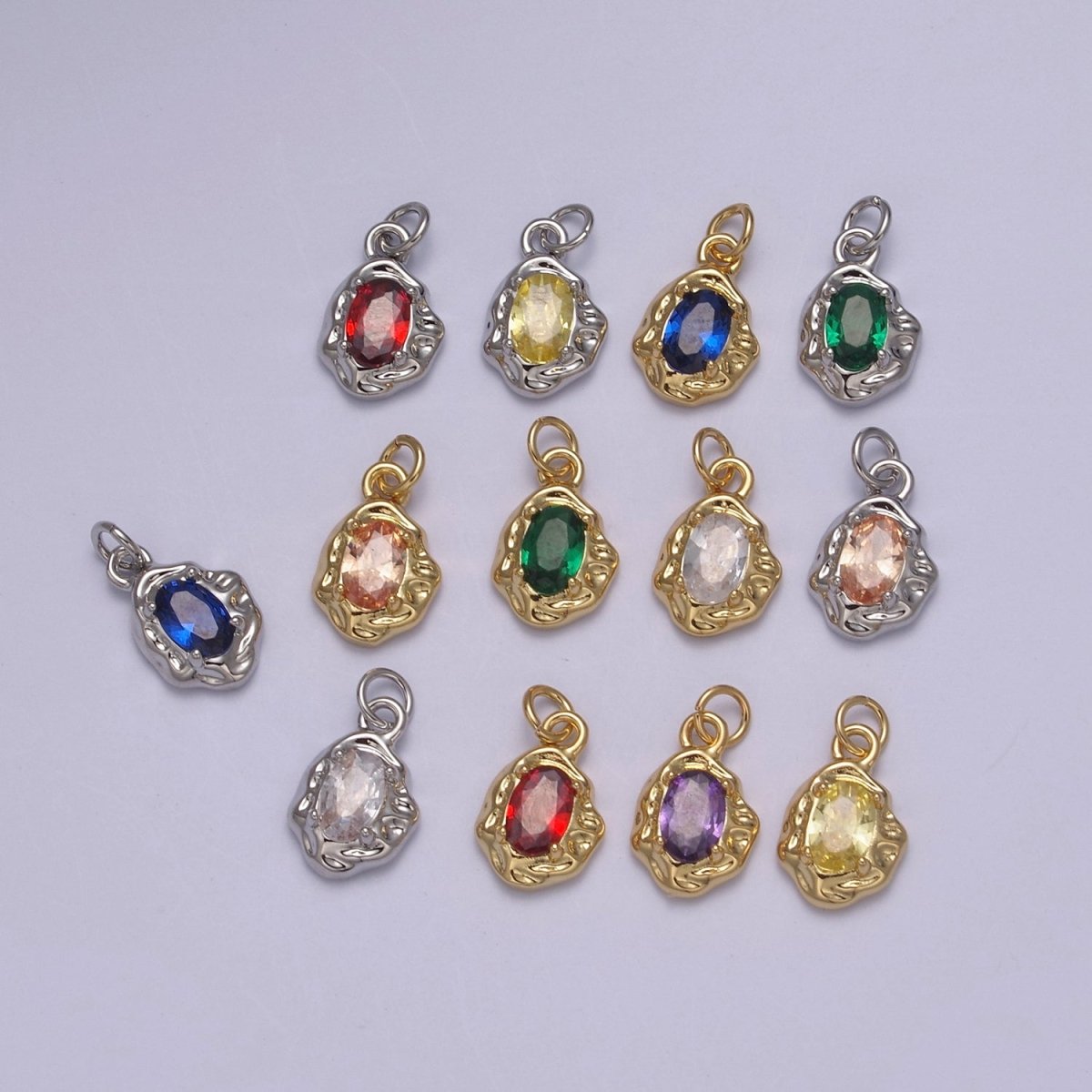 Mini Rustic Charm with Colorful Cubic Zirconia Stone for Add on Charm in 14k gold Filled for Jewelry Supply N-715 - N-724 N-878 - N-880 - DLUXCA