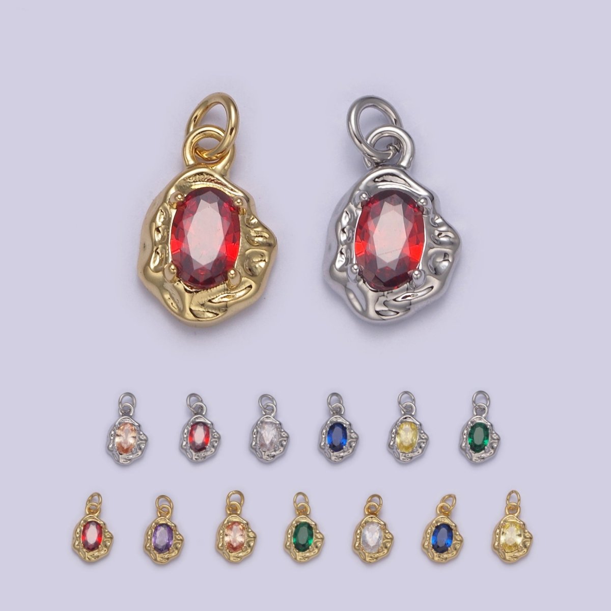 Mini Rustic Charm with Colorful Cubic Zirconia Stone for Add on Charm in 14k gold Filled for Jewelry Supply N-715 - N-724 N-878 - N-880 - DLUXCA