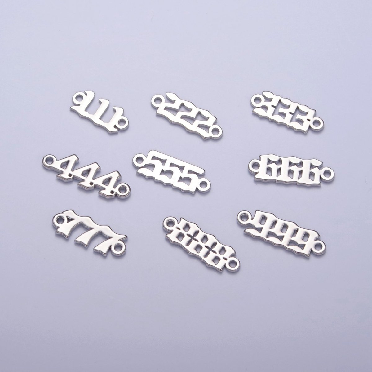 Mini Silver Angel Number Charm Connector Lucky Number for Necklace Bracelet Component G-847~G-855 - DLUXCA