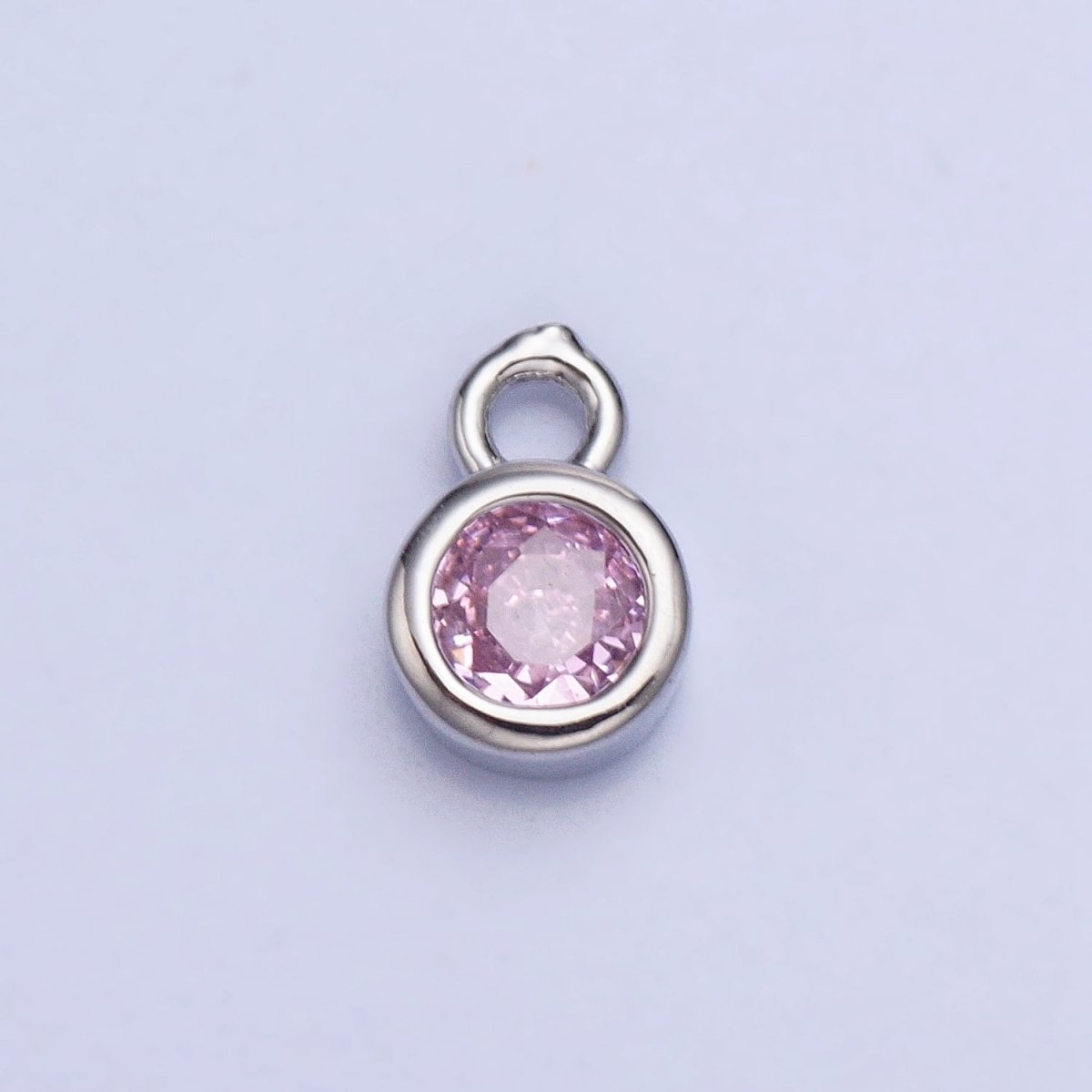 Mini Silver Full Brilliant Cut Cubic Zirconia Bezel Cut Charm Pendant for add on charm AC432 AC433 AC434 AC435 - DLUXCA