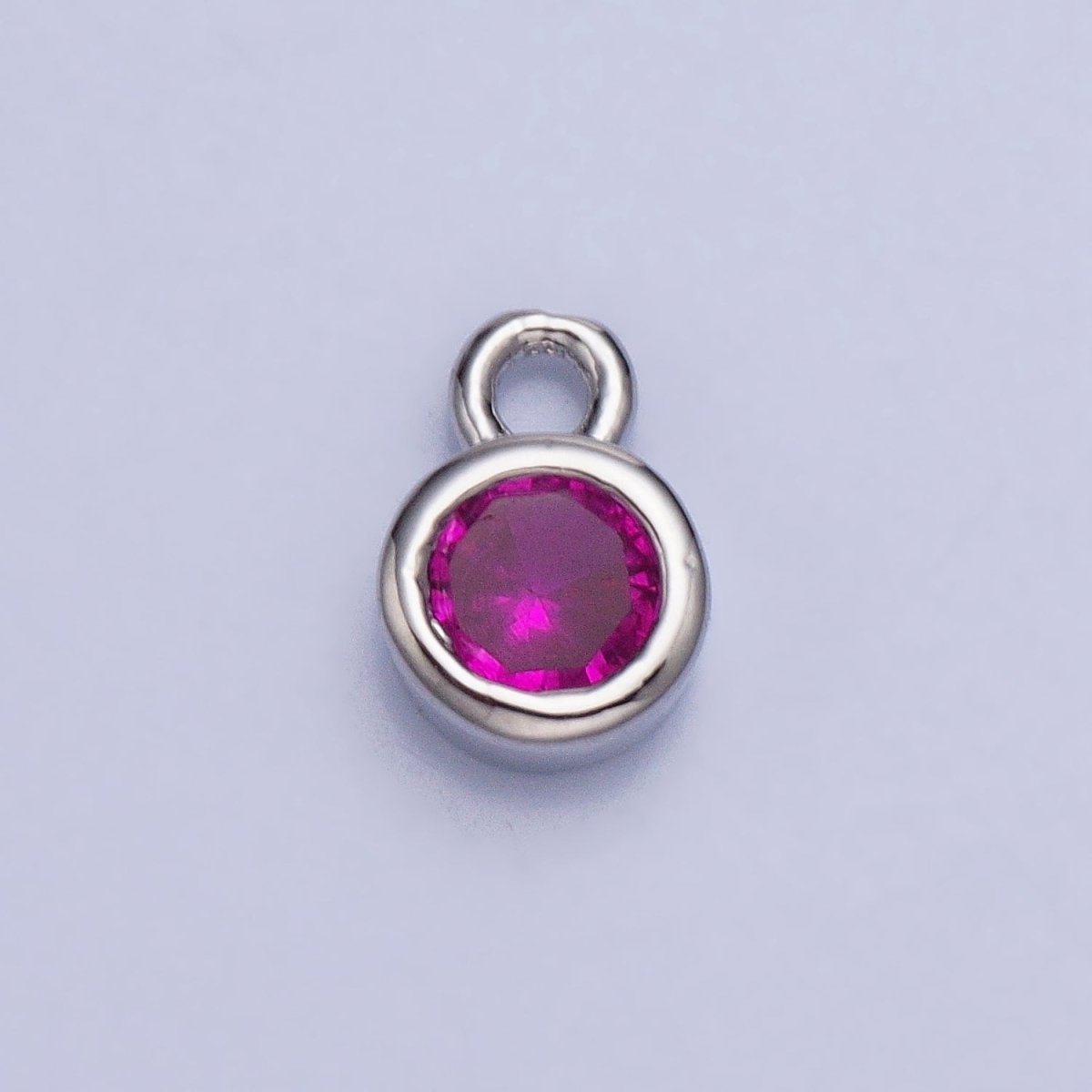 Mini Silver Full Brilliant Cut Cubic Zirconia Bezel Cut Charm Pendant for add on charm AC432 AC433 AC434 AC435 - DLUXCA