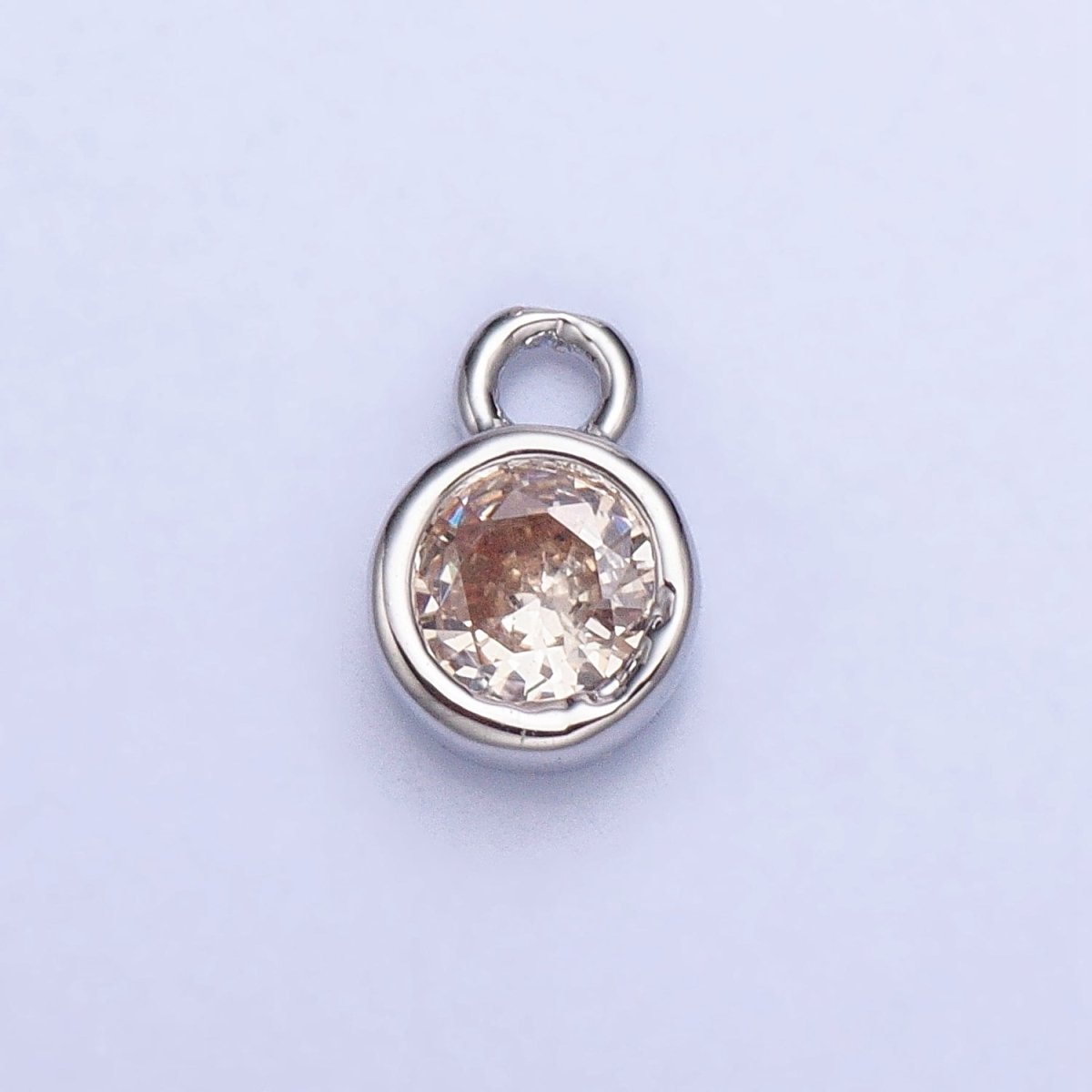 Mini Silver Full Brilliant Cut Cubic Zirconia Bezel Cut Charm Pendant for add on charm AC432 AC433 AC434 AC435 - DLUXCA