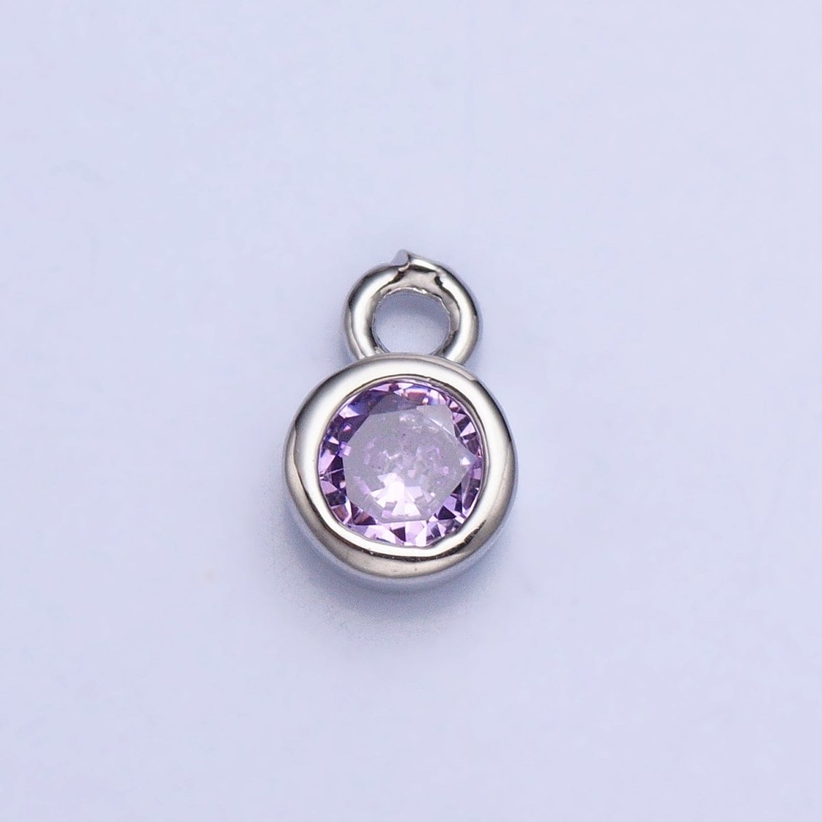 Mini Silver Full Brilliant Cut Cubic Zirconia Bezel Cut Charm Pendant for add on charm AC432 AC433 AC434 AC435 - DLUXCA