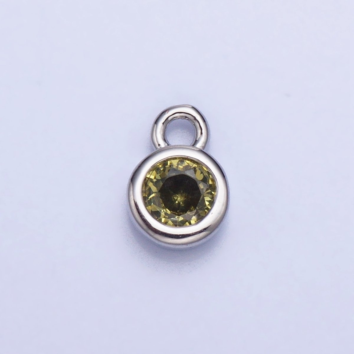 Mini Silver Full Brilliant Cut Cubic Zirconia Bezel Cut Charm Pendant for add on charm AC432 AC433 AC434 AC435 - DLUXCA