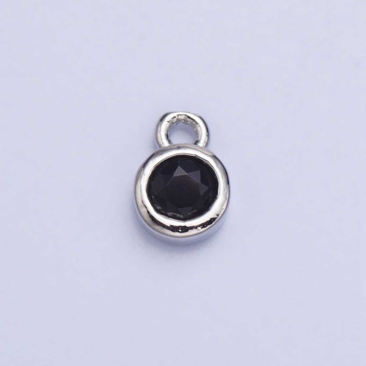 Mini Silver Full Brilliant Cut Cubic Zirconia Bezel Cut Charm Pendant for add on charm AC432 AC433 AC434 AC435 - DLUXCA
