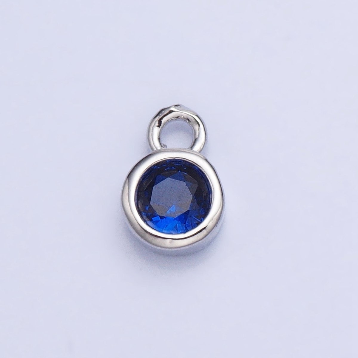Mini Silver Full Brilliant Cut Cubic Zirconia Bezel Cut Charm Pendant for add on charm AC432 AC433 AC434 AC435 - DLUXCA