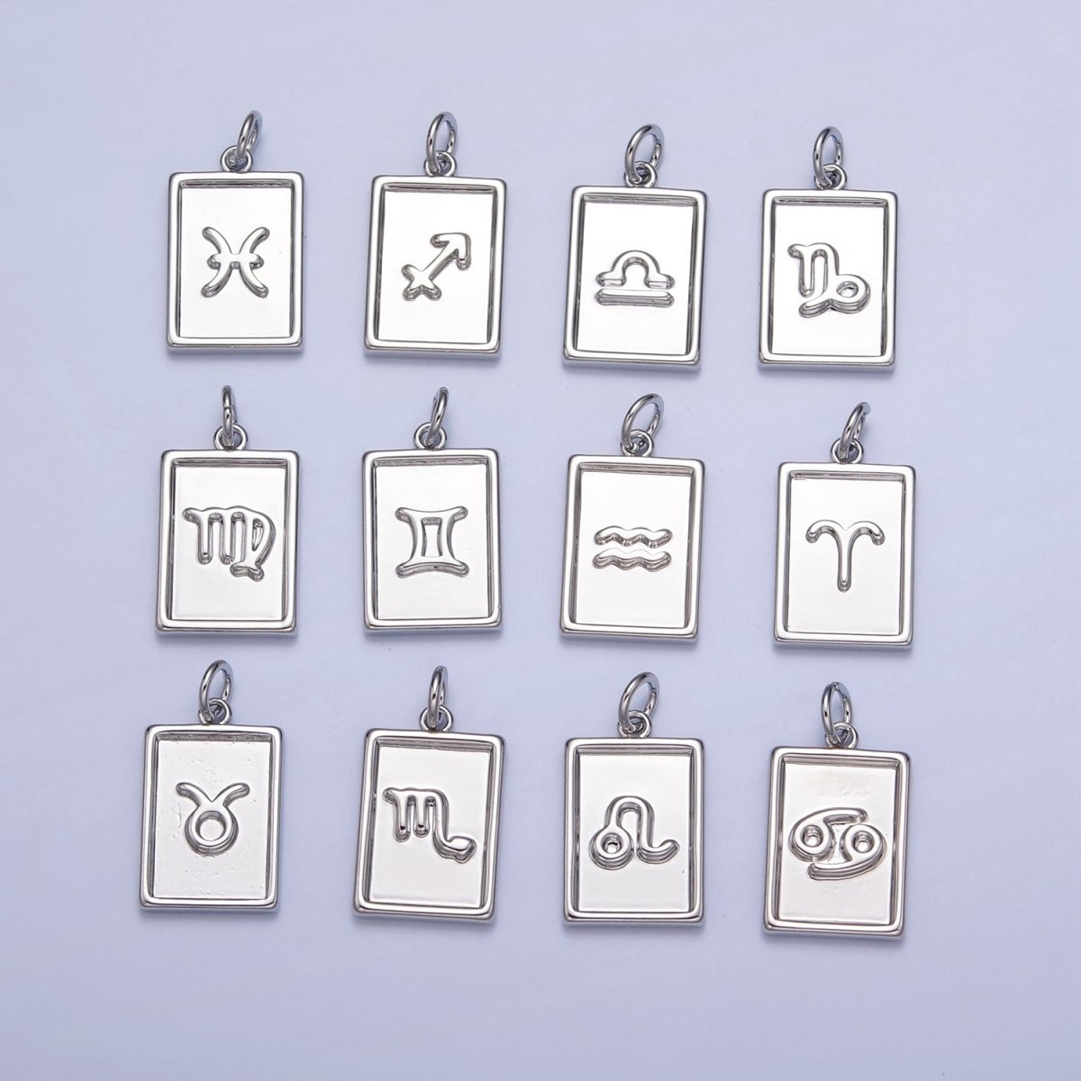 Mini Silver Tag Zodiac Charm Dainty Astrological Zodiac Signs Add on Charm W-216~W-227 - DLUXCA