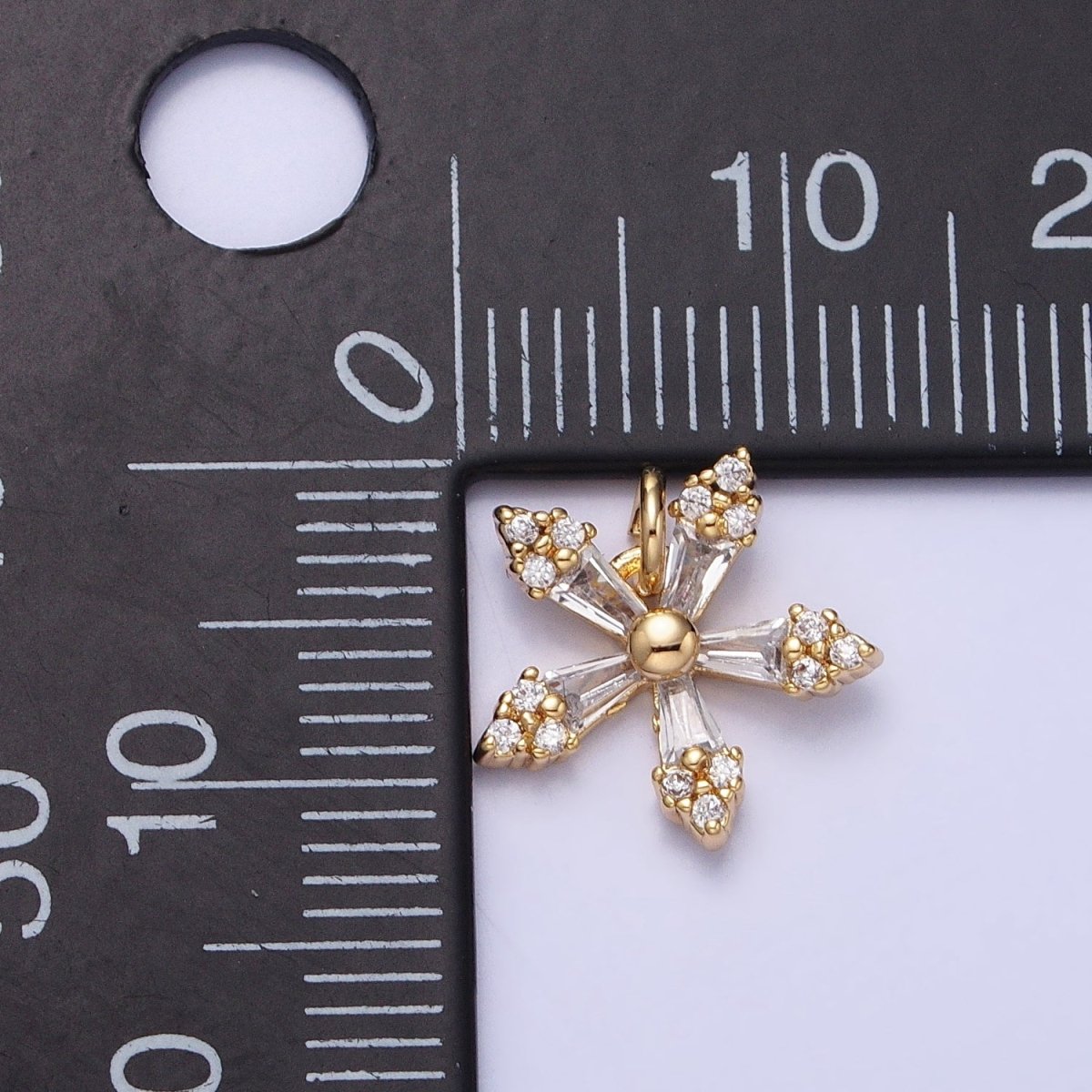 Mini Snow Flake Charm Clear Baguette Winter Pendant Jewelry Inspired in gold, silver AC506 AC507 - DLUXCA