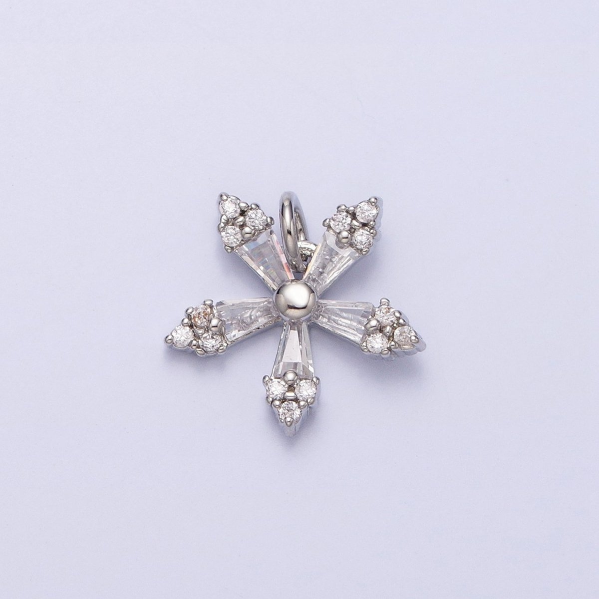 Mini Snow Flake Charm Clear Baguette Winter Pendant Jewelry Inspired in gold, silver AC506 AC507 - DLUXCA