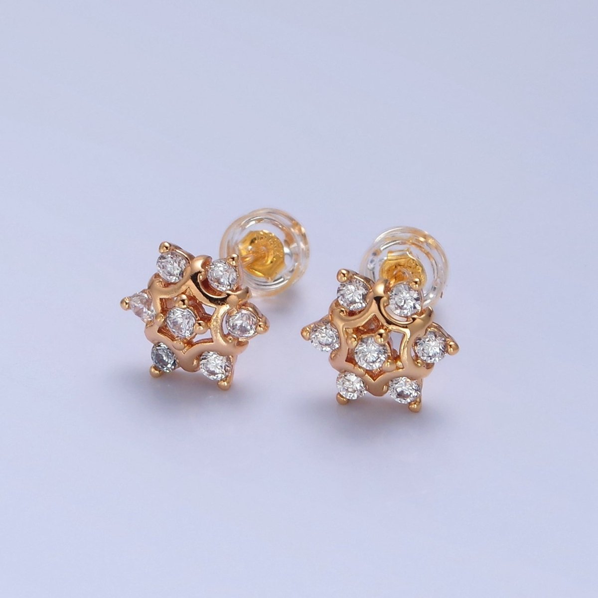 Mini Snow Flake Stud Earring T-462 - DLUXCA