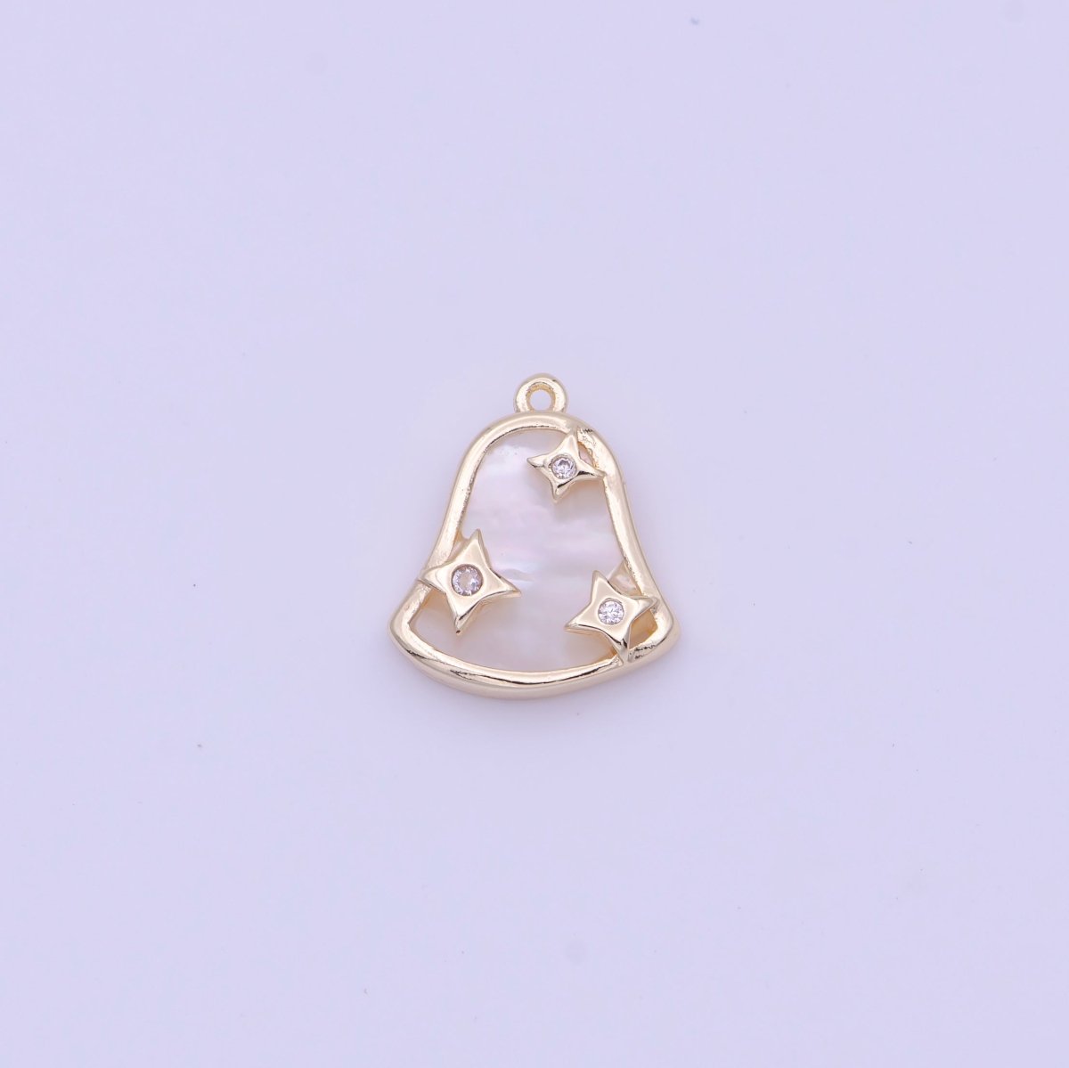 Mini Sparkly Bell Shell Pearl CZ Charm in Gold & Silver | D-509 D-552 - DLUXCA