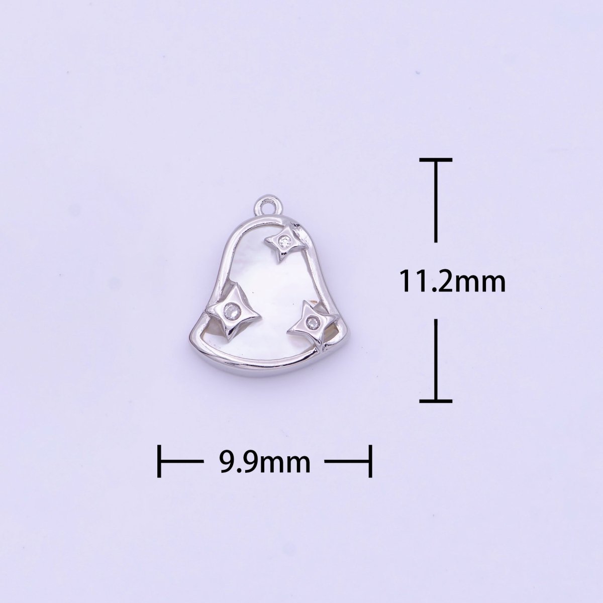 Mini Sparkly Bell Shell Pearl CZ Charm in Gold & Silver | D-509 D-552 - DLUXCA