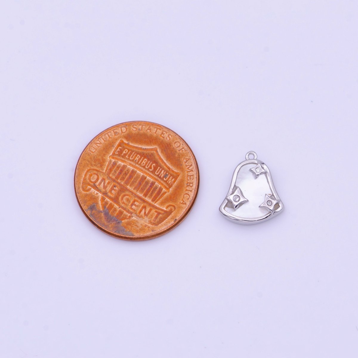 Mini Sparkly Bell Shell Pearl CZ Charm in Gold & Silver | D-509 D-552 - DLUXCA