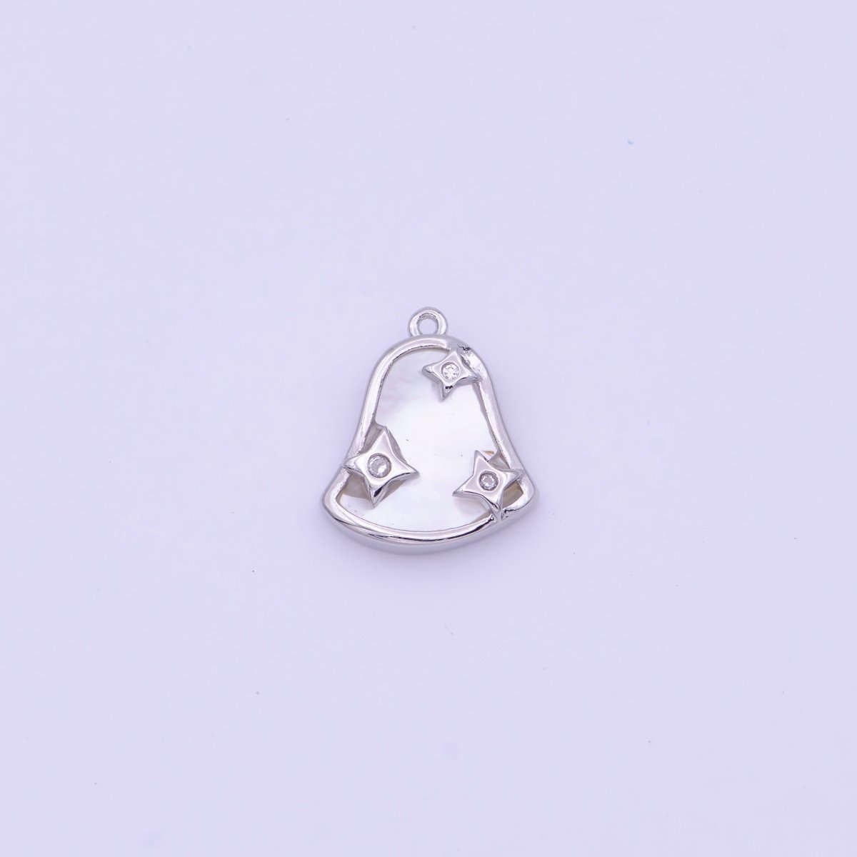 Mini Sparkly Bell Shell Pearl CZ Charm in Gold & Silver | D-509 D-552 - DLUXCA