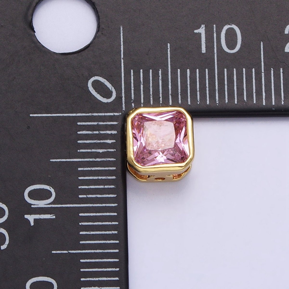 Mini Square Bead Spacer CZ Micro Pave Geometric Spacer Bead Connector Charm B-351 B-368 B-371 B-424 B-426 B-430 B-433 - DLUXCA