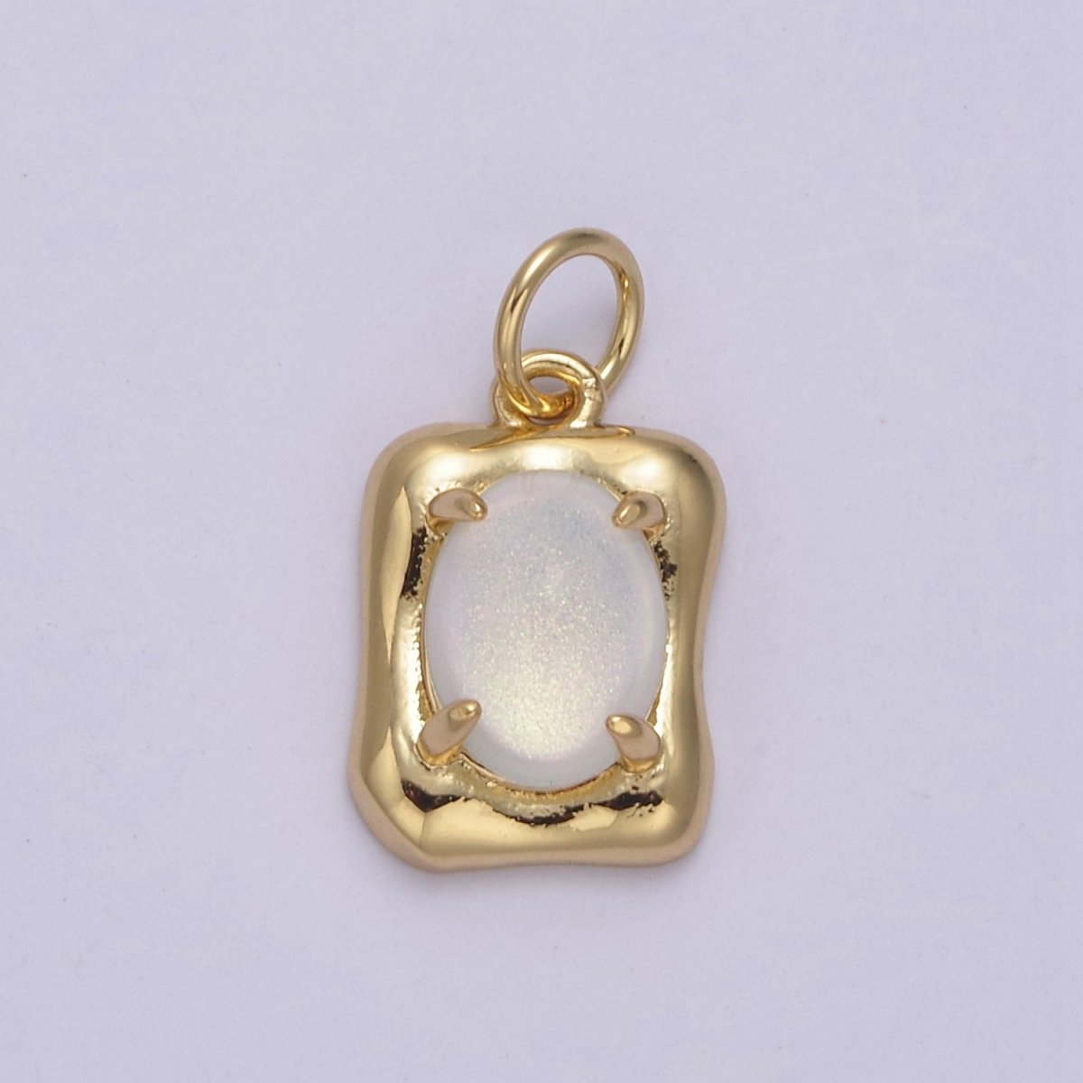 Mini Square Tag with Opal Stone for Minimalist Jewelry N-460 - N-463 - DLUXCA