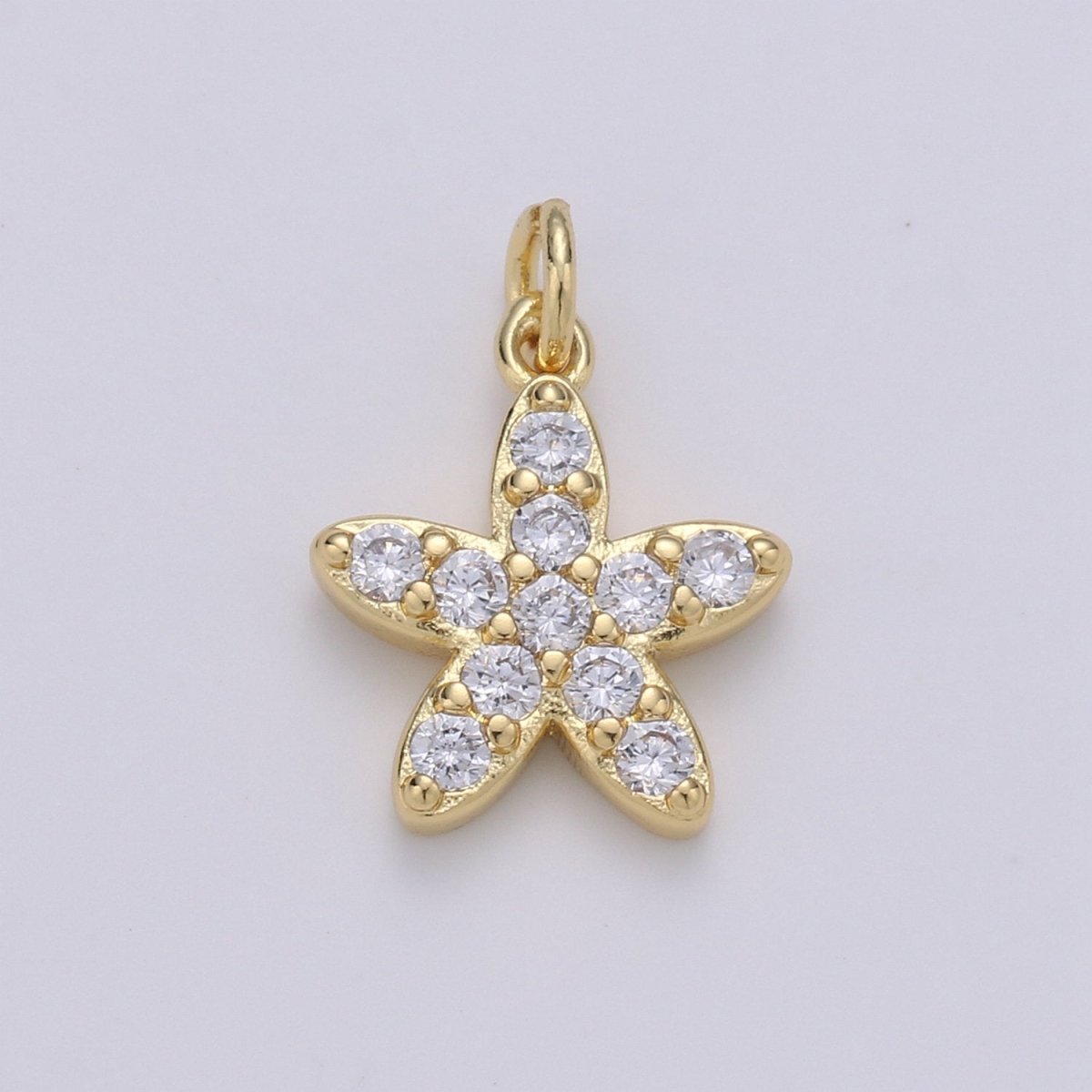 Mini Star Charm Micro Pave Snow Charm, Tiny Gold Flower Charm Colorful Cz Cubic Charm in 14k gold Filled D-652 TO D-657 - DLUXCA